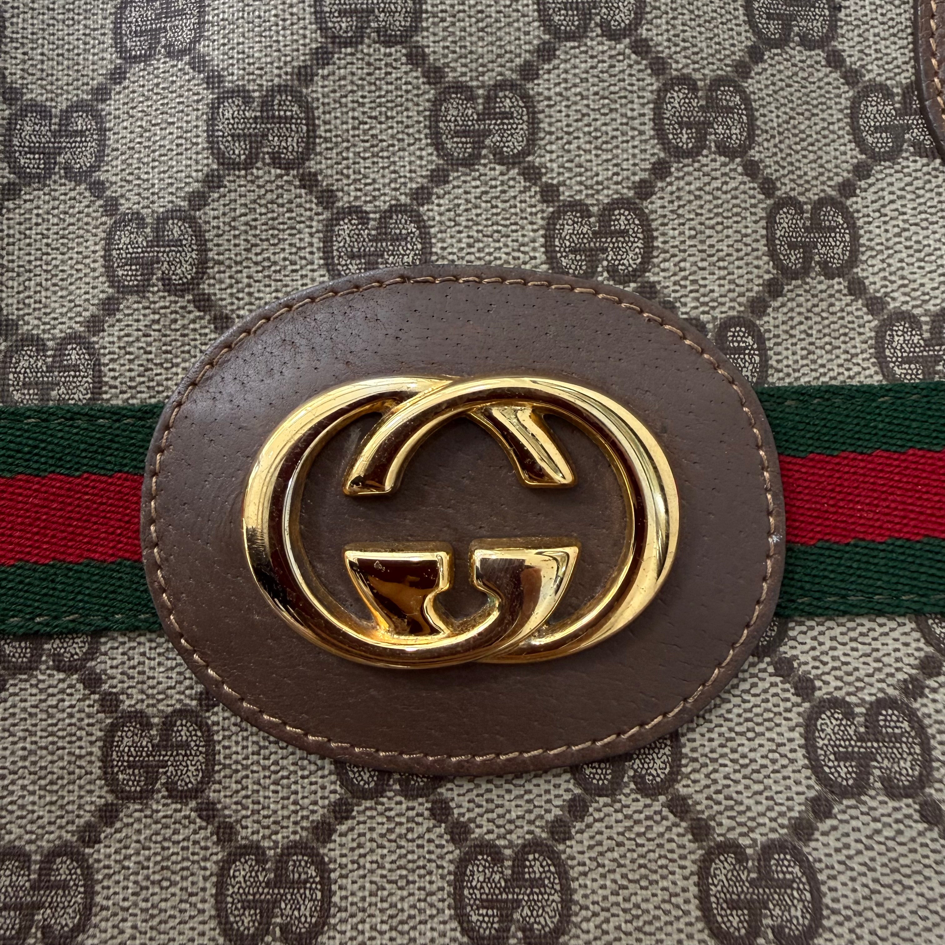 GUCCI GG Supreme Web Sherry Line Tote Bag