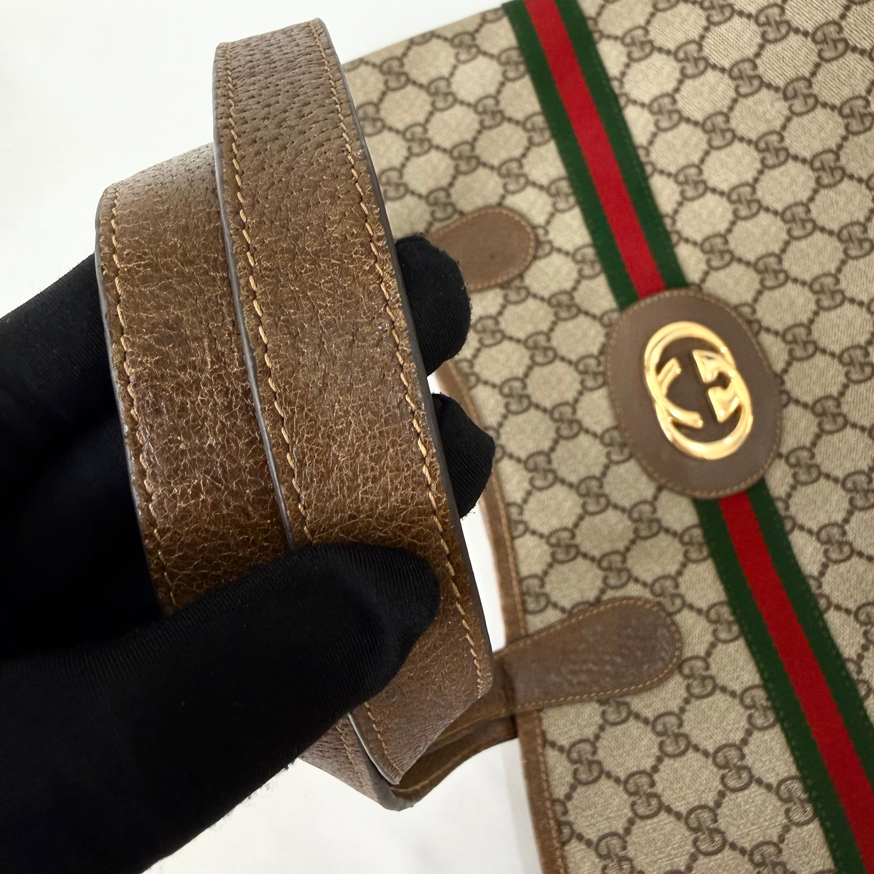 GUCCI GG Supreme Web Sherry Line Tote Bag