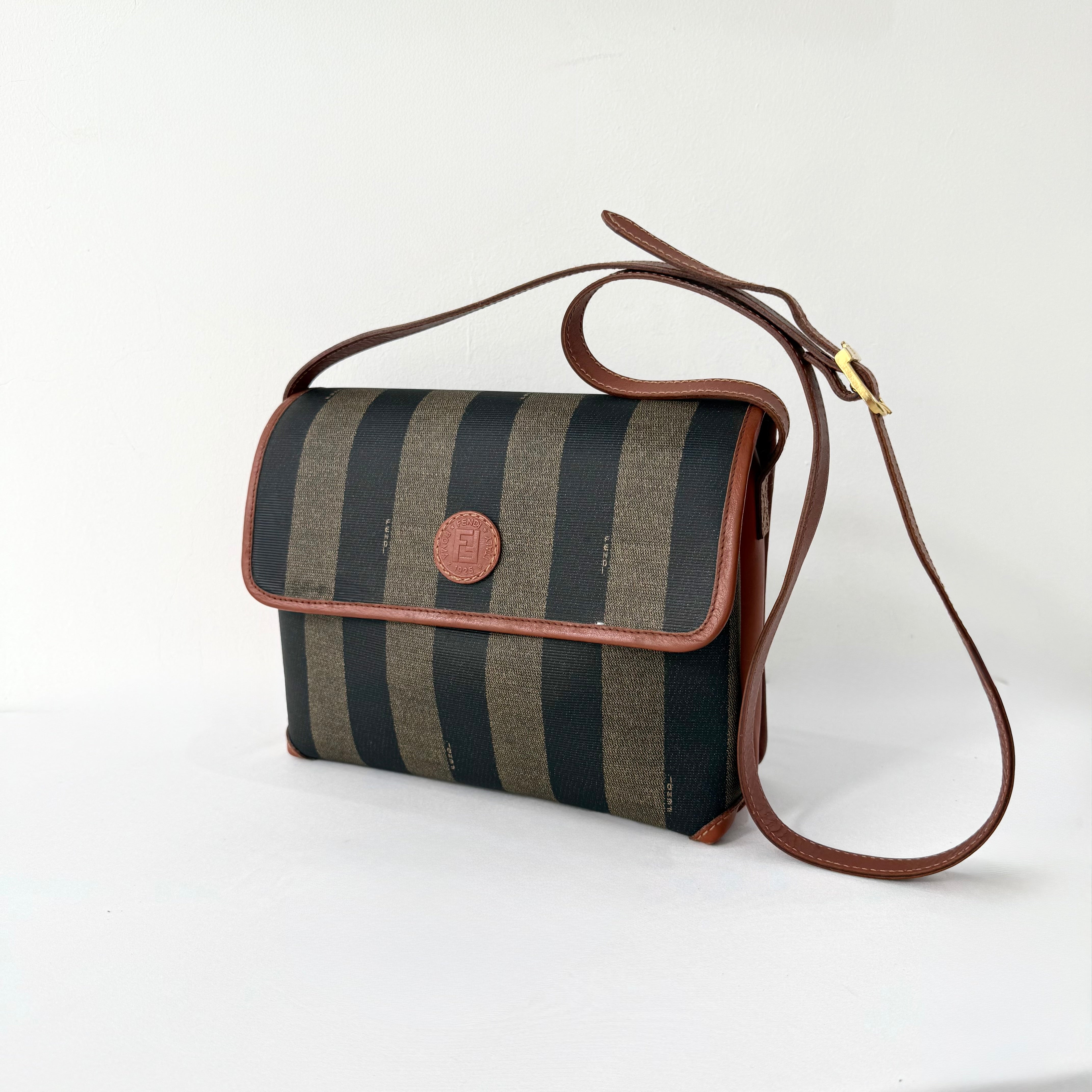 Fendi Vintage Pequin Flap Crossbody