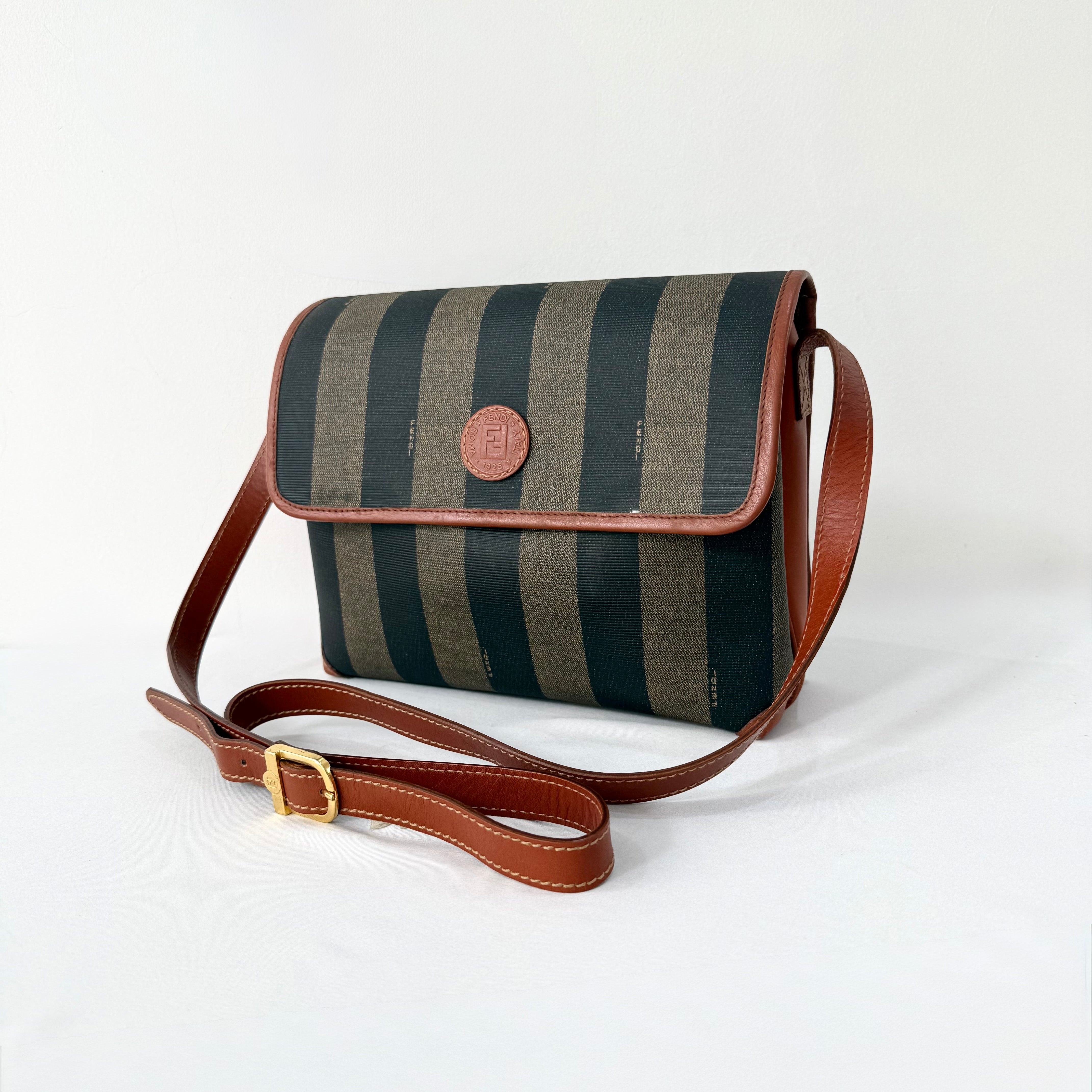 Fendi Vintage Pequin Flap Crossbody