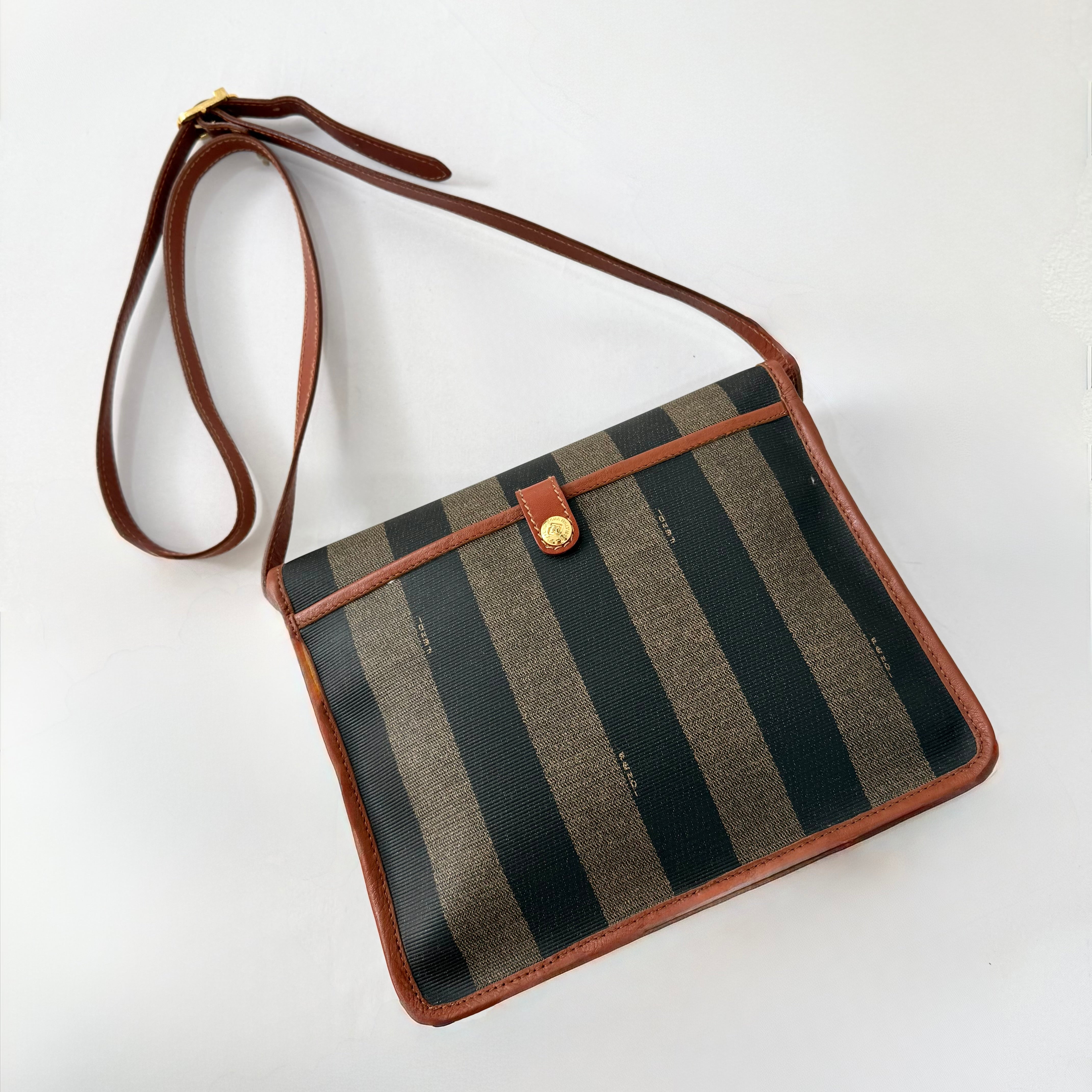 Fendi Vintage Pequin Flap Crossbody