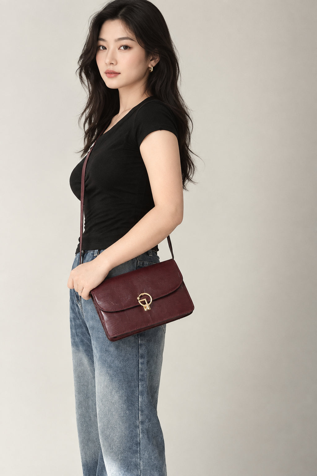 GUCCI Shoulder Bag Leather Bordeaux GHW