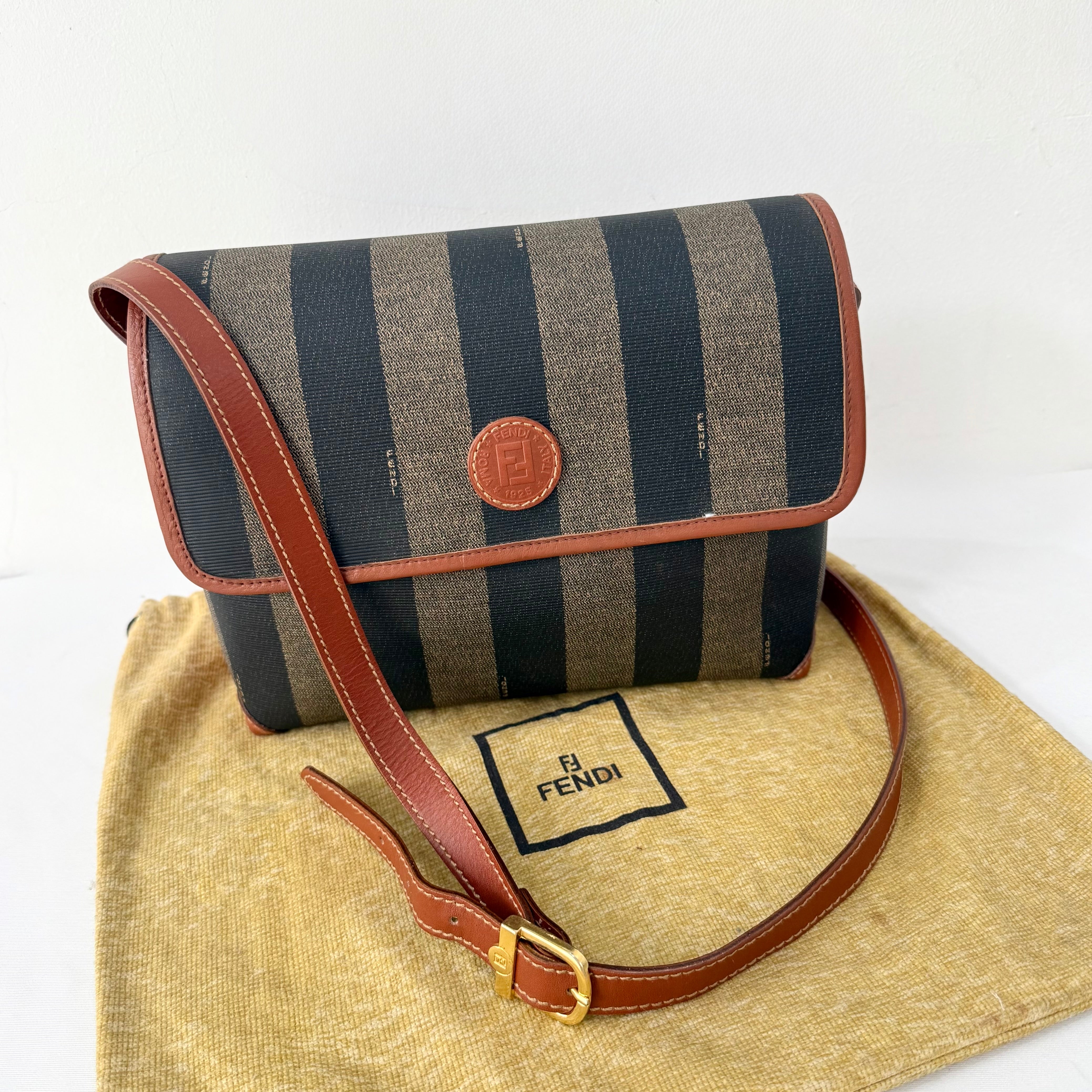 Fendi Vintage Pequin Flap Crossbody