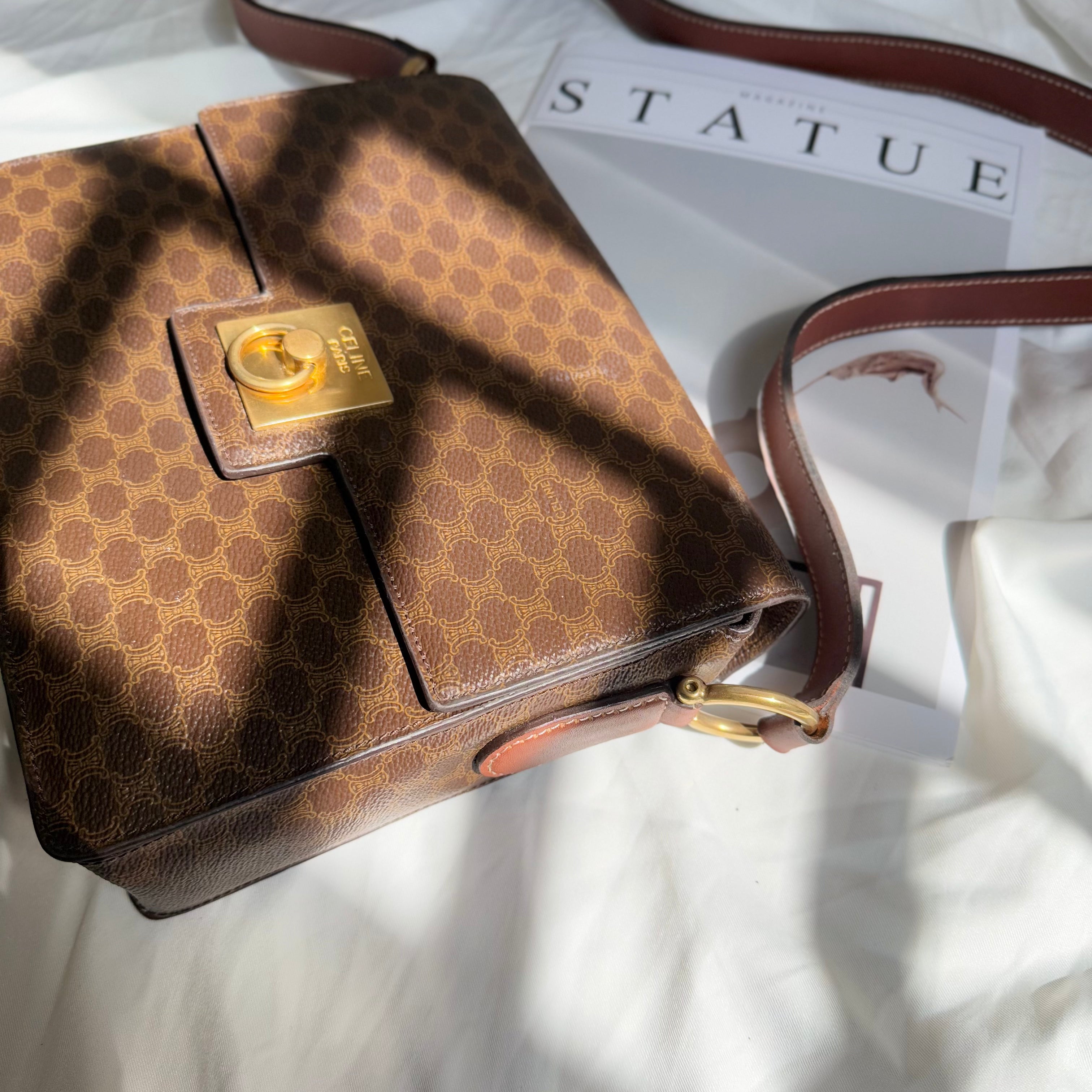Celine Vintage Triomphe Brown Macadam Canvas