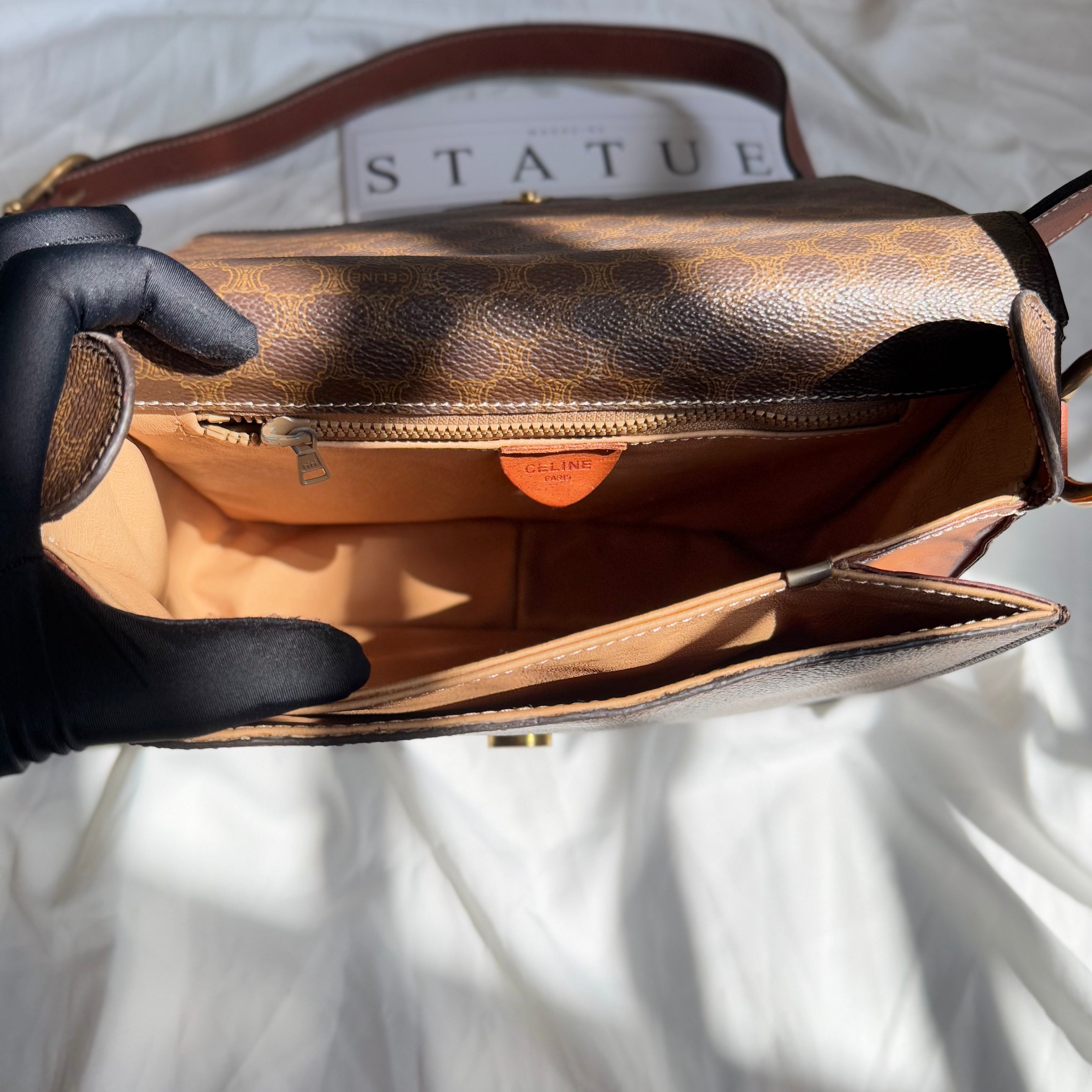 Celine Vintage Triomphe Brown Macadam Canvas