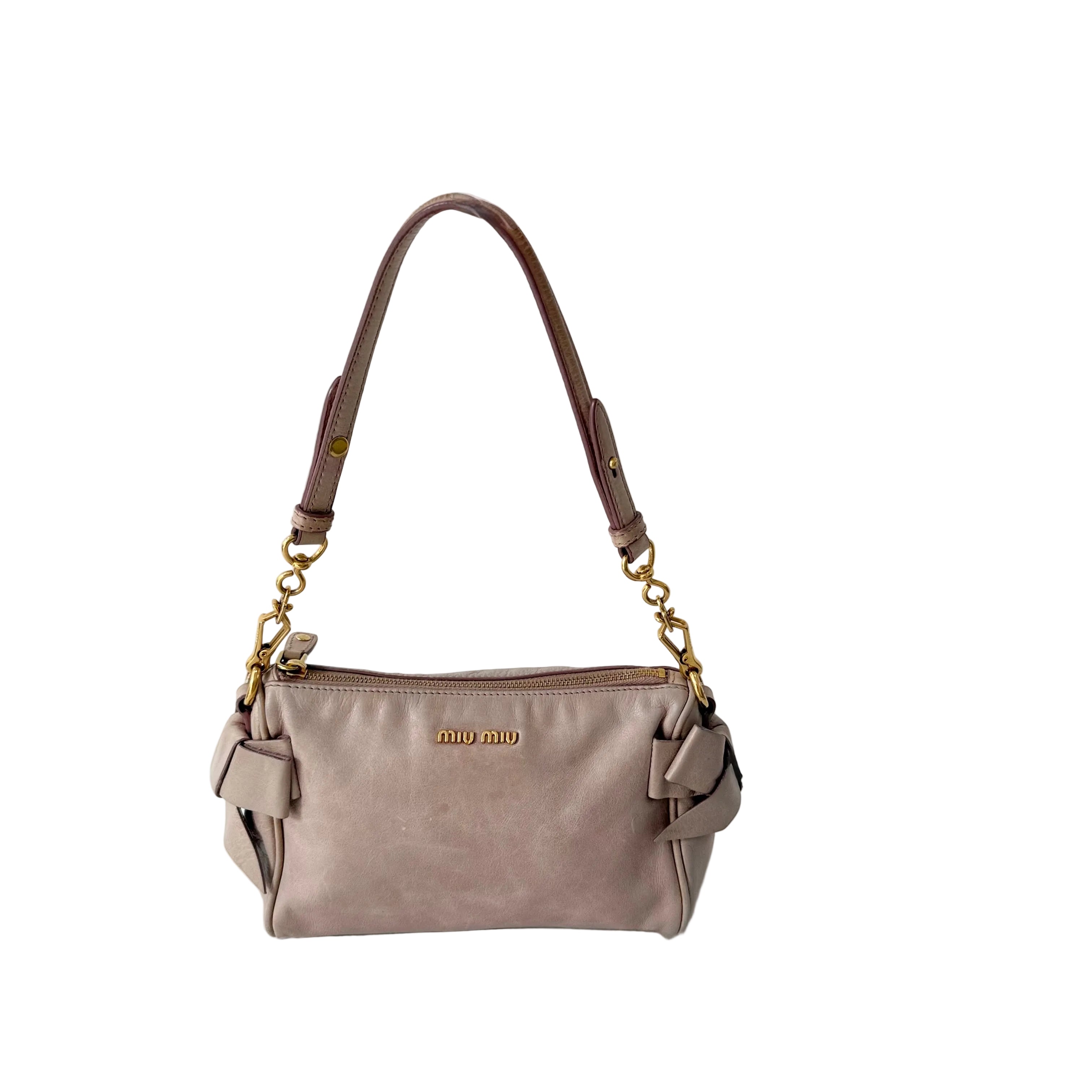 Miu Miu Vitello Lux Bow Baguette
