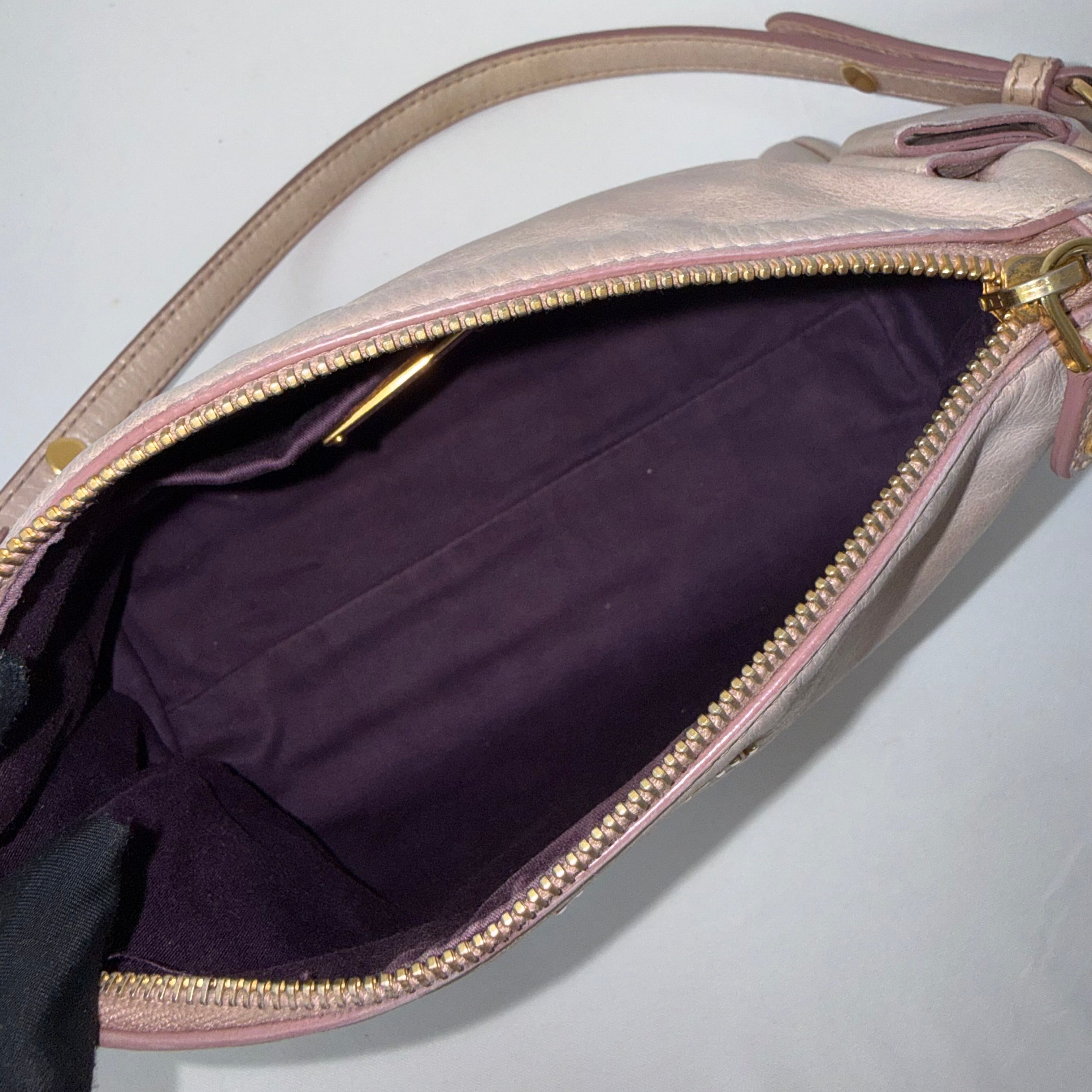 Miu Miu Vitello Lux Bow Baguette