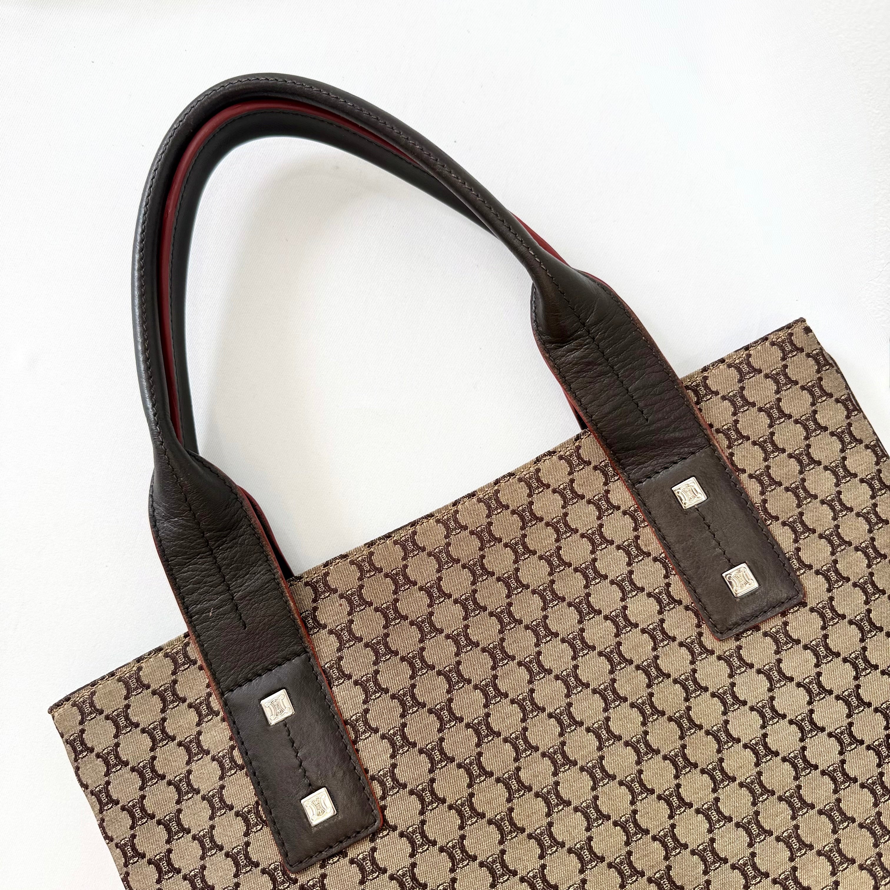 Celine Brown Macadam Canvas Tote Bag