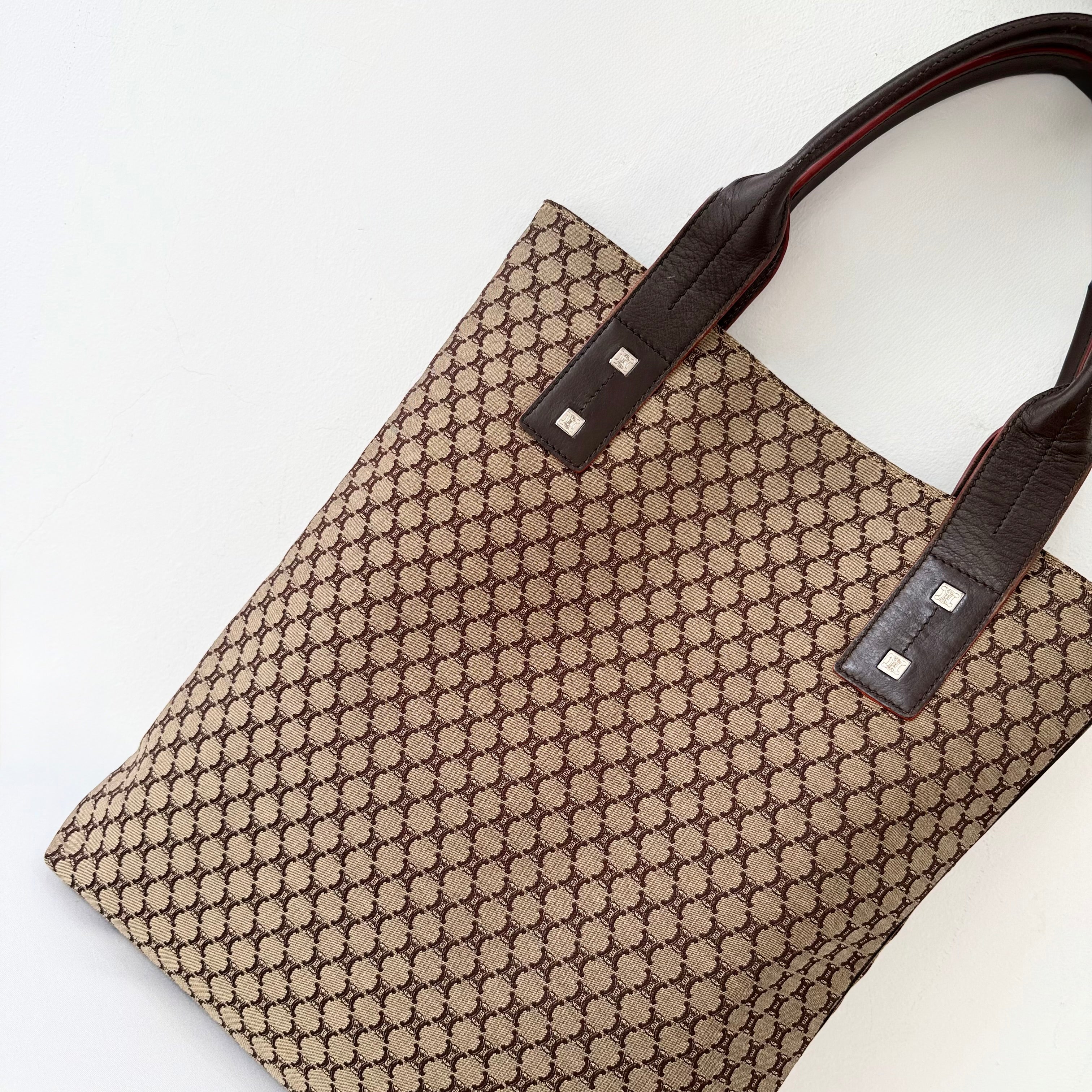 Celine Brown Macadam Canvas Tote Bag