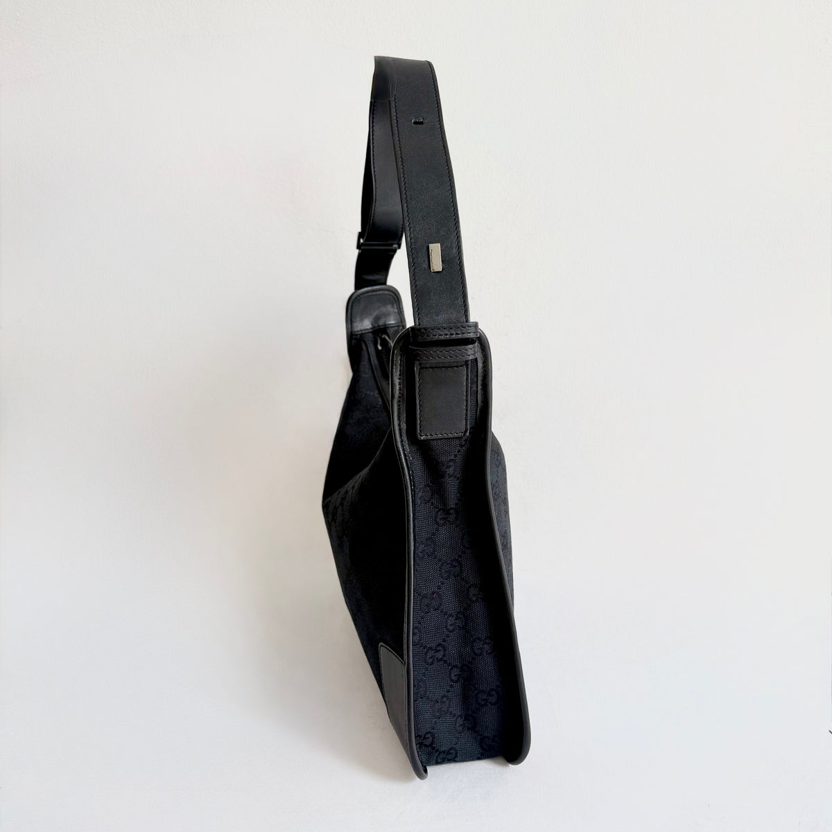 Gucci Black Monogram GG Canvas Shoulder Bag