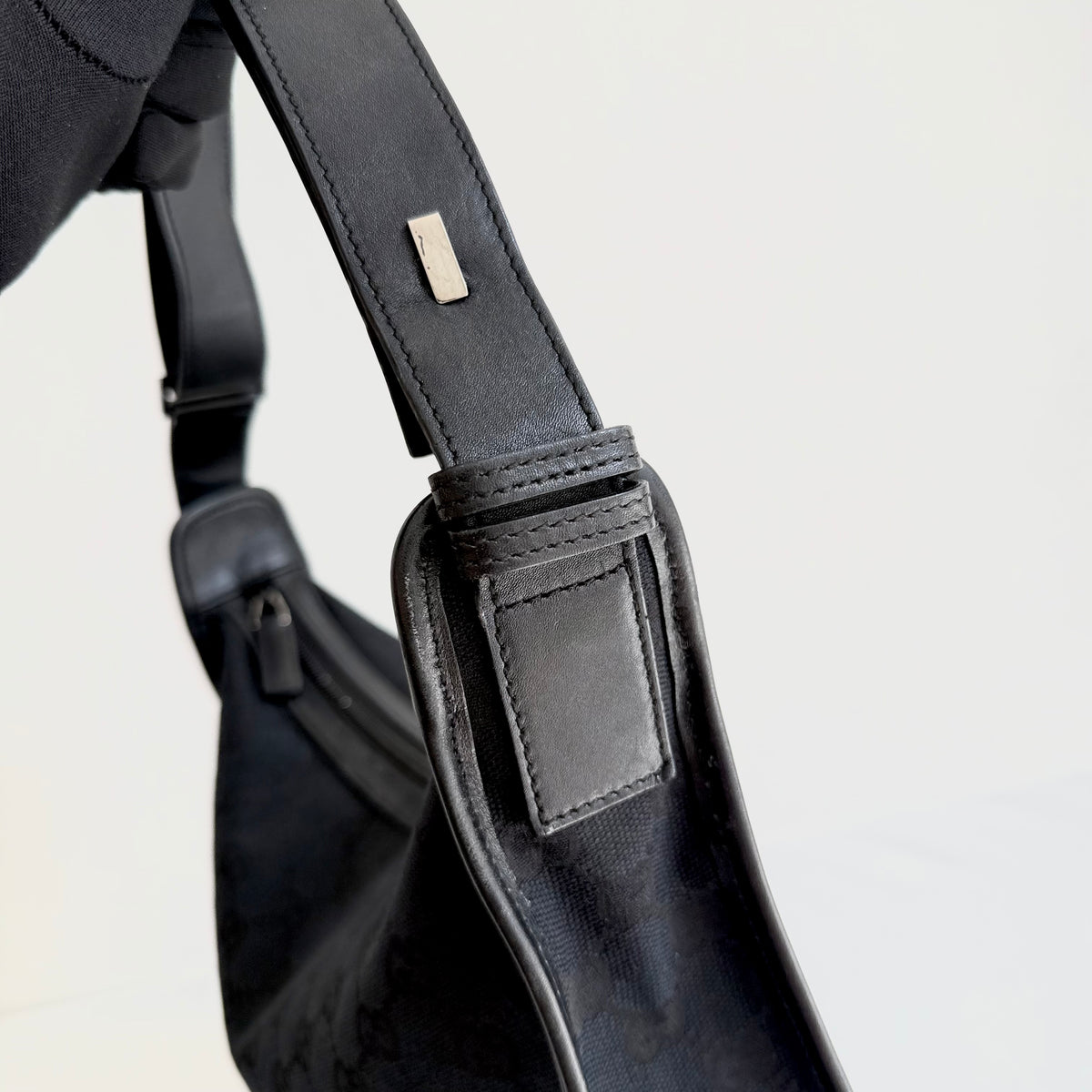 Gucci Black Monogram GG Canvas Shoulder Bag