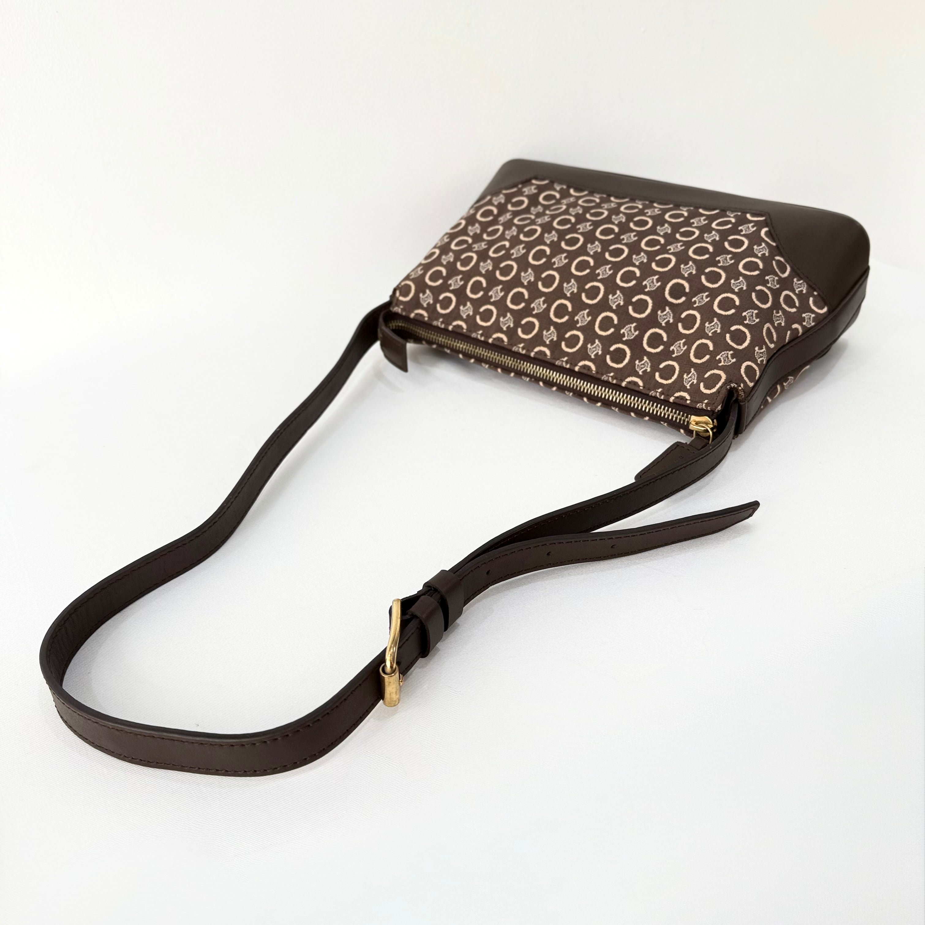 Celine C Brown Macadam Canvas shoulder bag