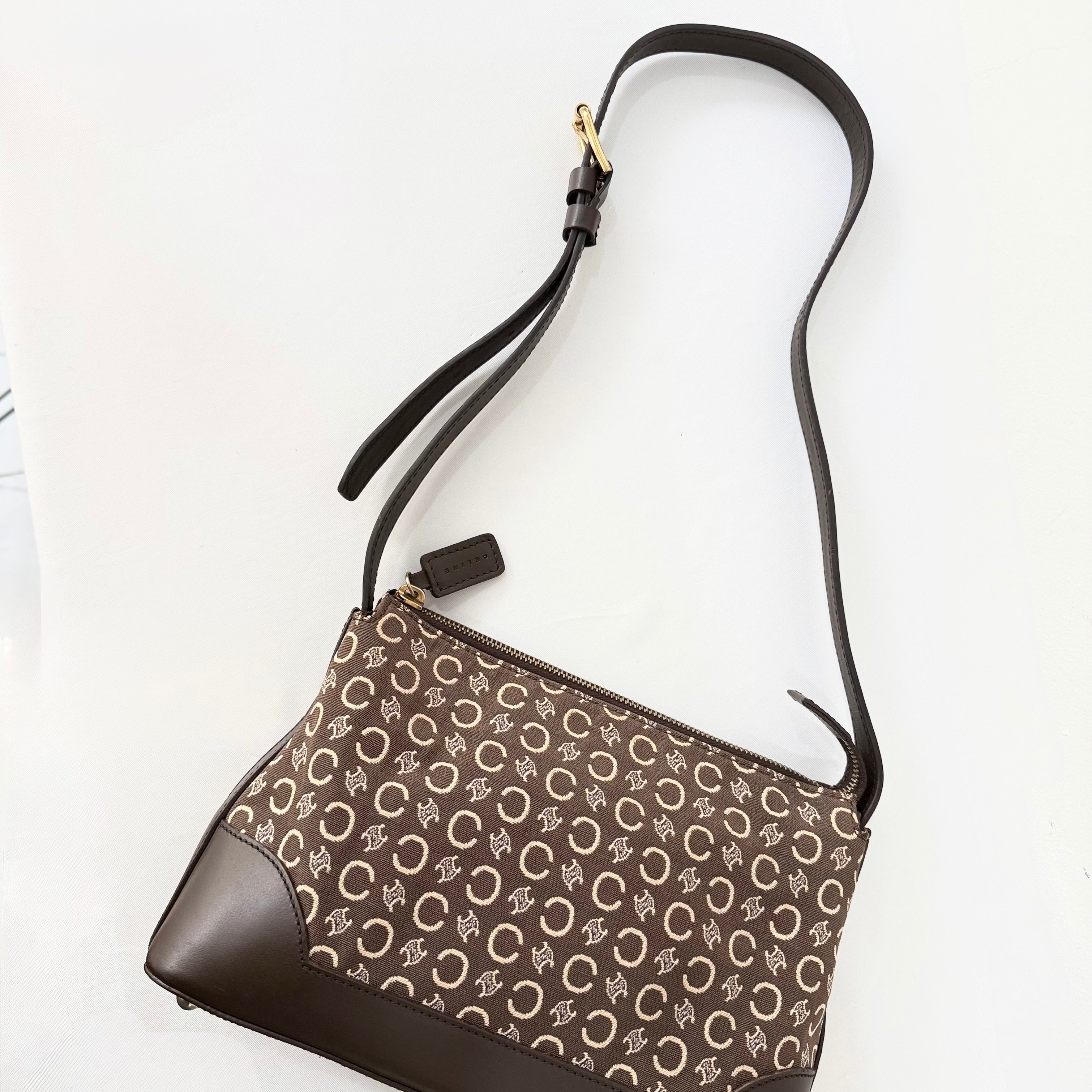 Celine C Brown Macadam Canvas shoulder bag