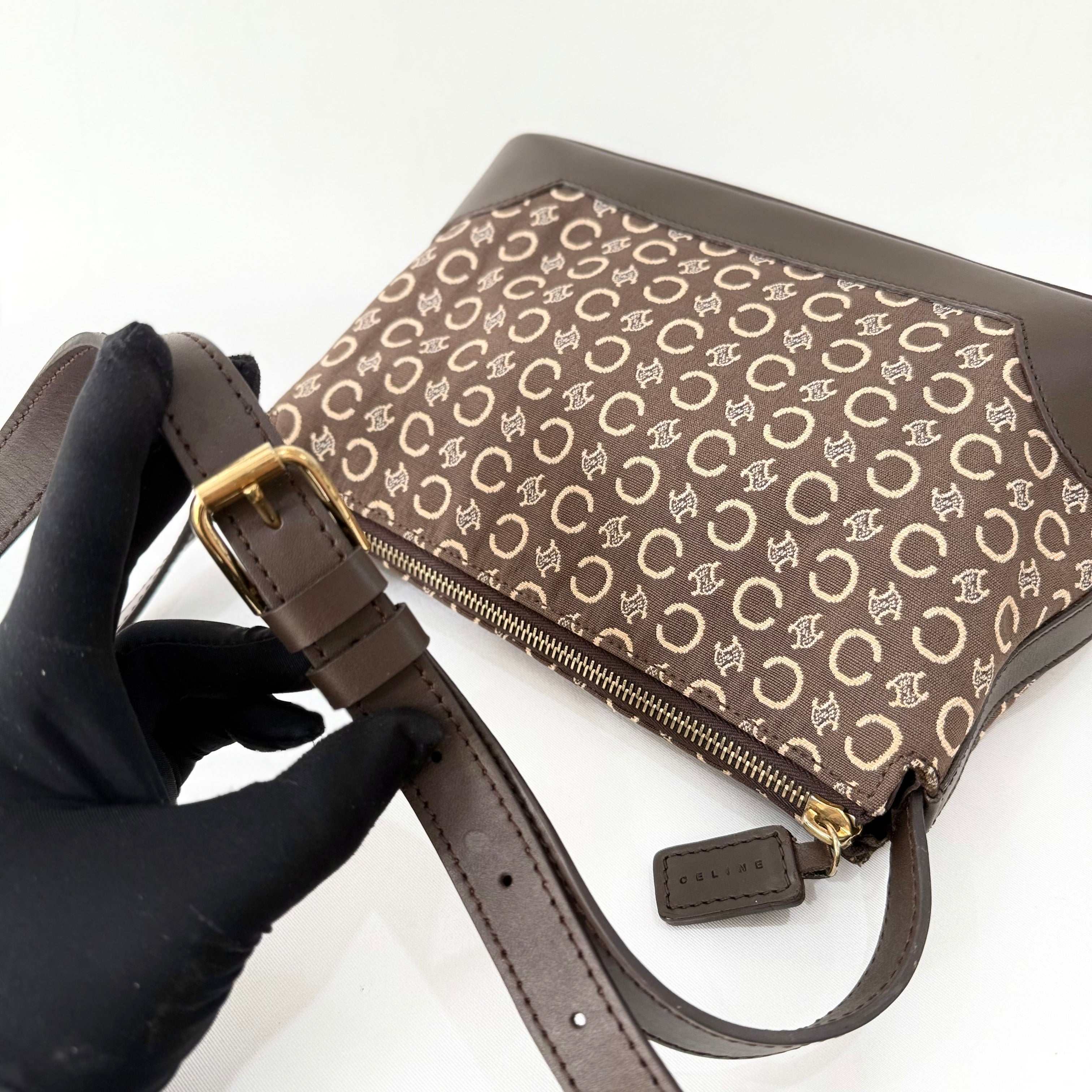 Celine C Brown Macadam Canvas shoulder bag
