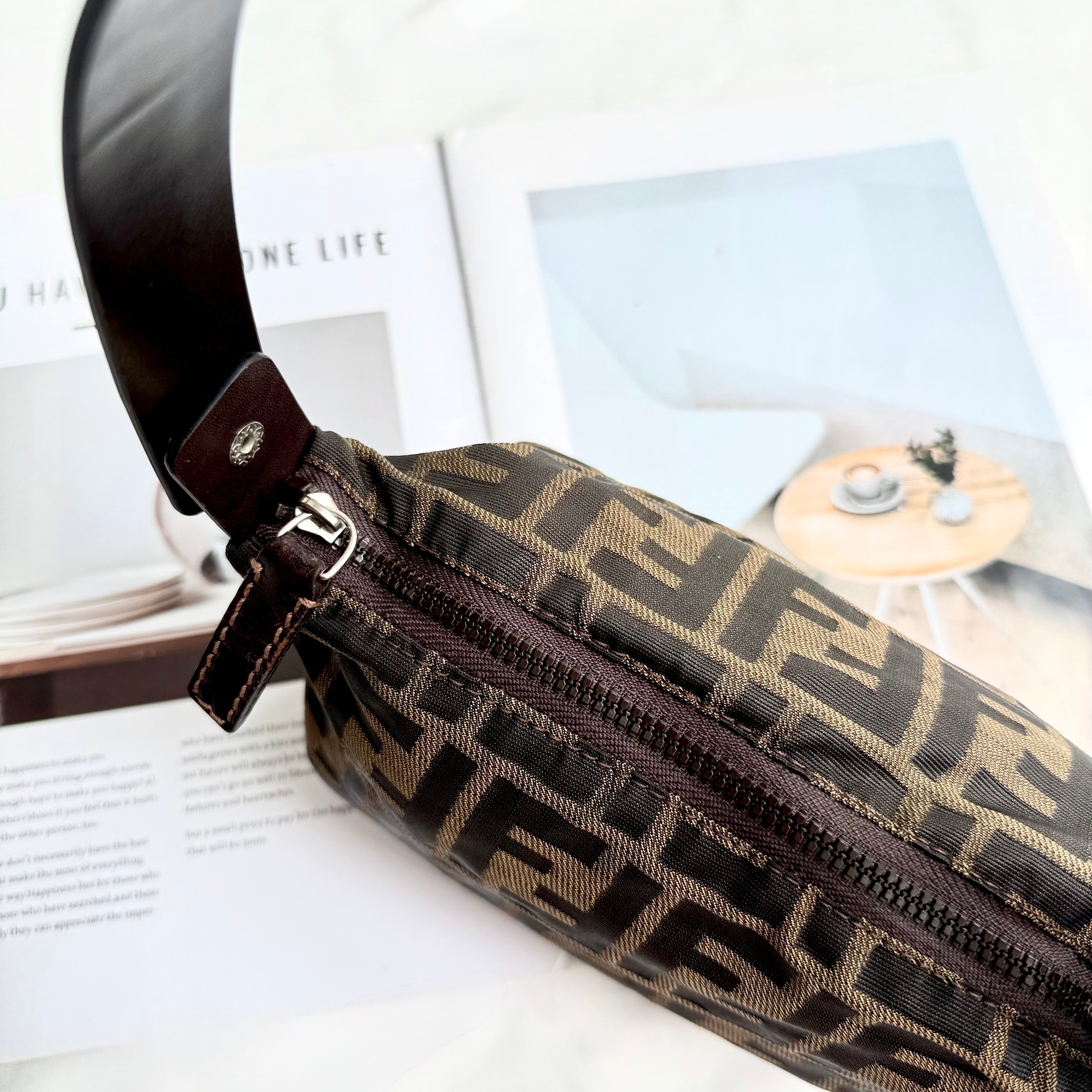 Fendi Brown Zucca Pochette Bag