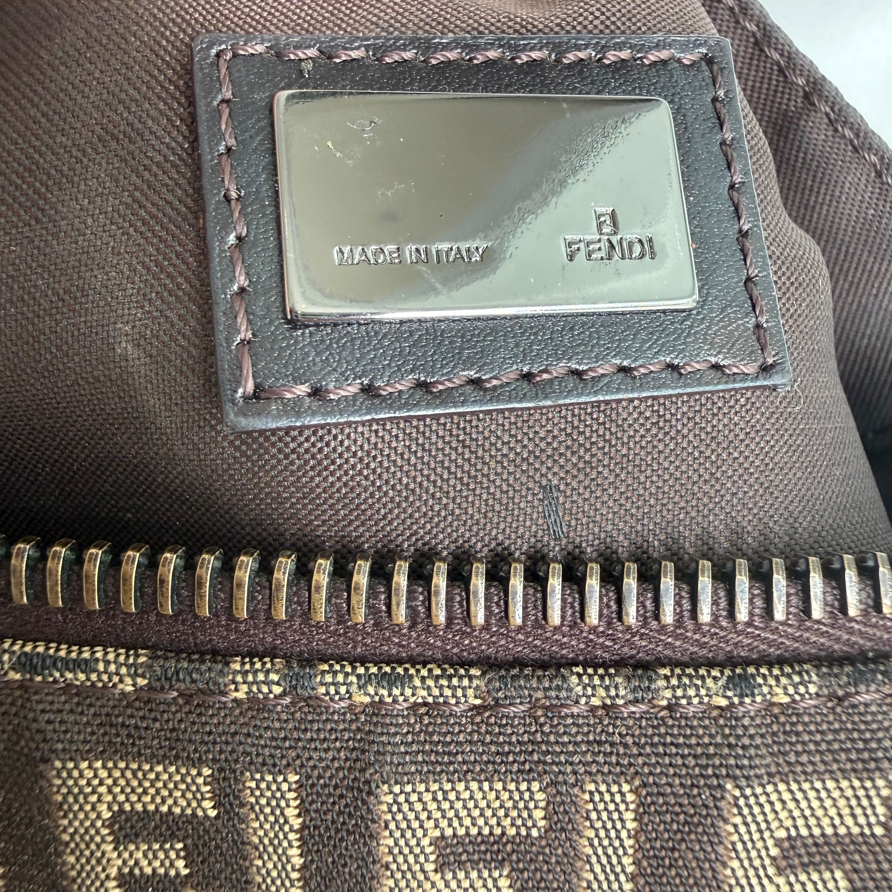 Fendi Brown Logo Print Crossbody Bag