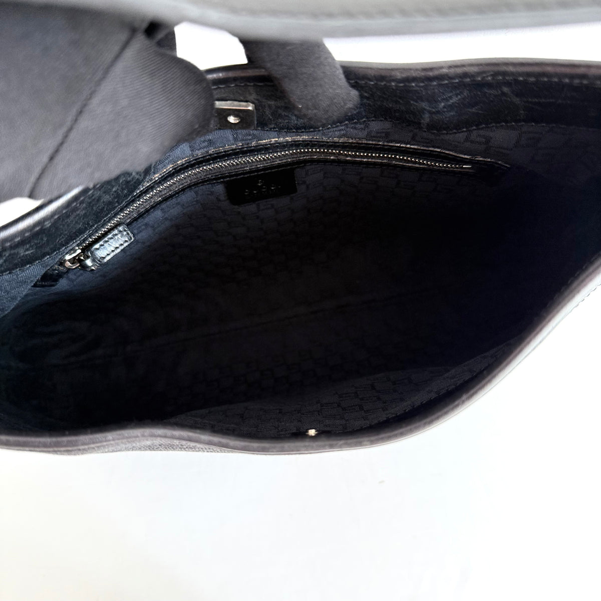 GUCCI BLACK CANVAS REINS SHOULDER BAG