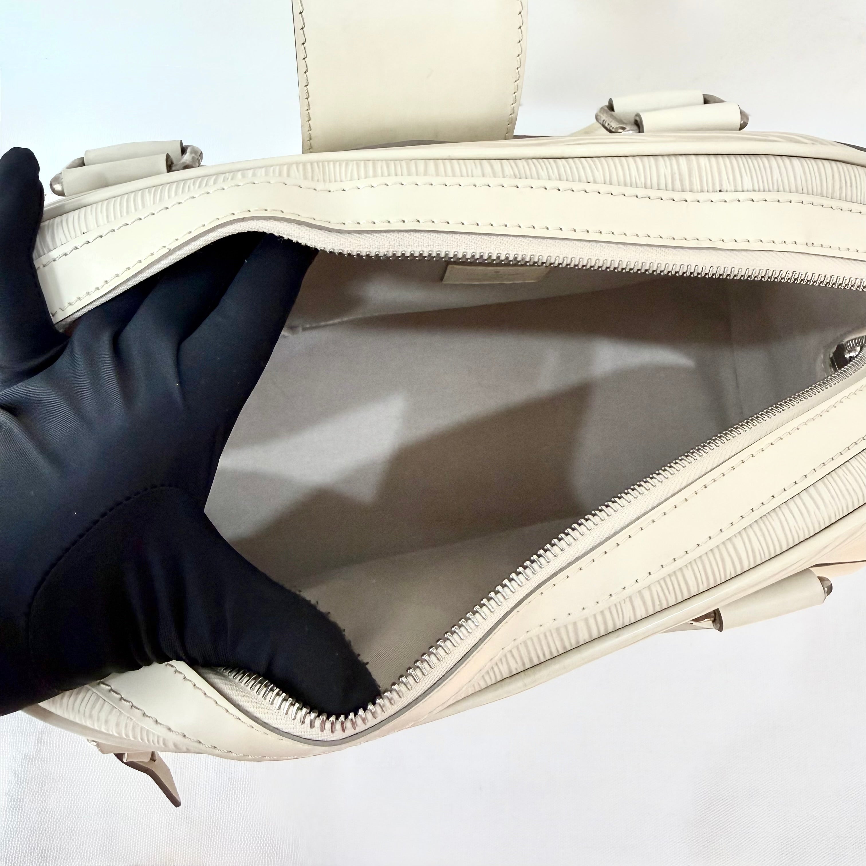 Louis Vuitton White Montaigne Bowling GM Epi