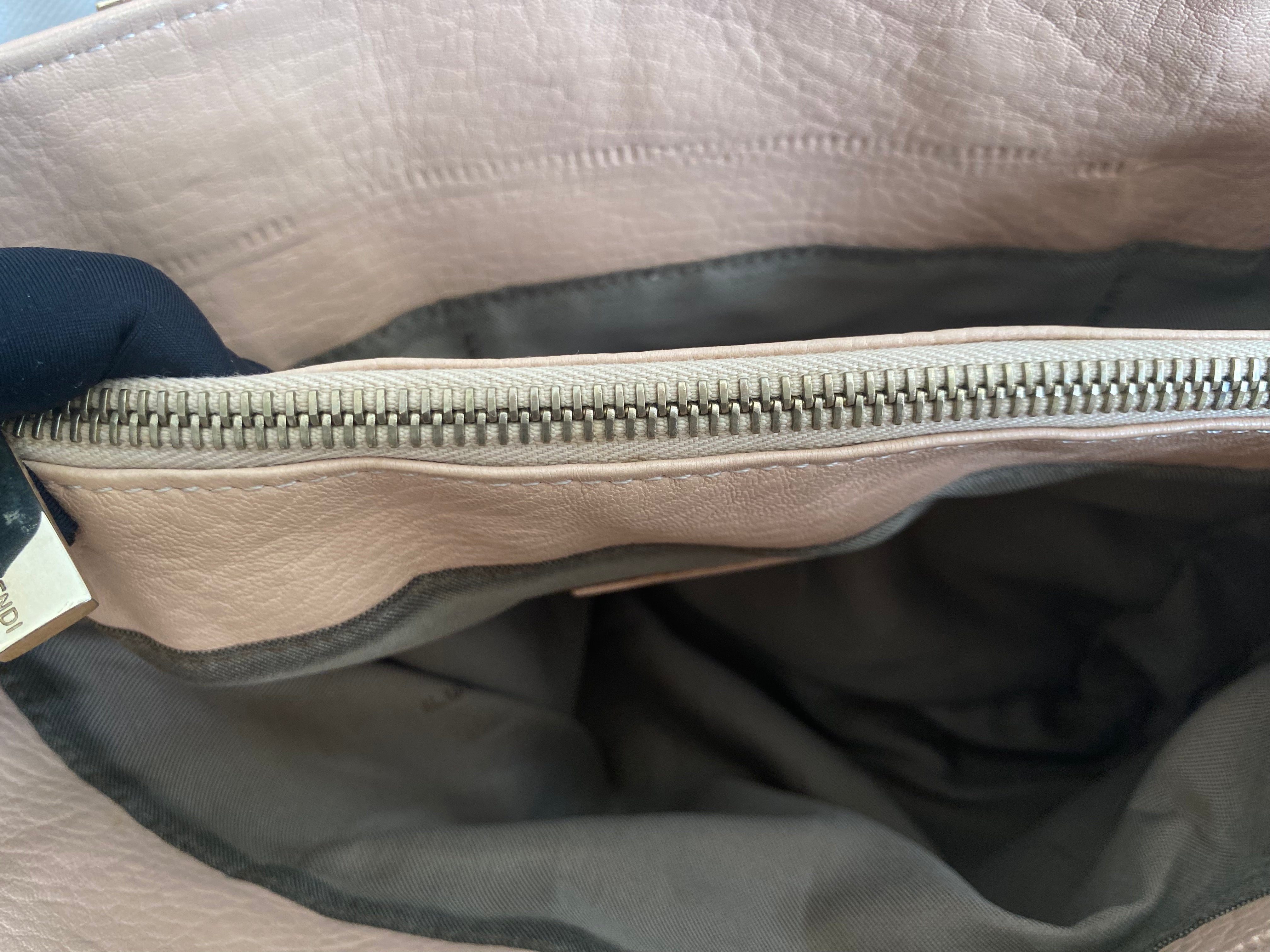 Fendi Beige Leather Logo Tote