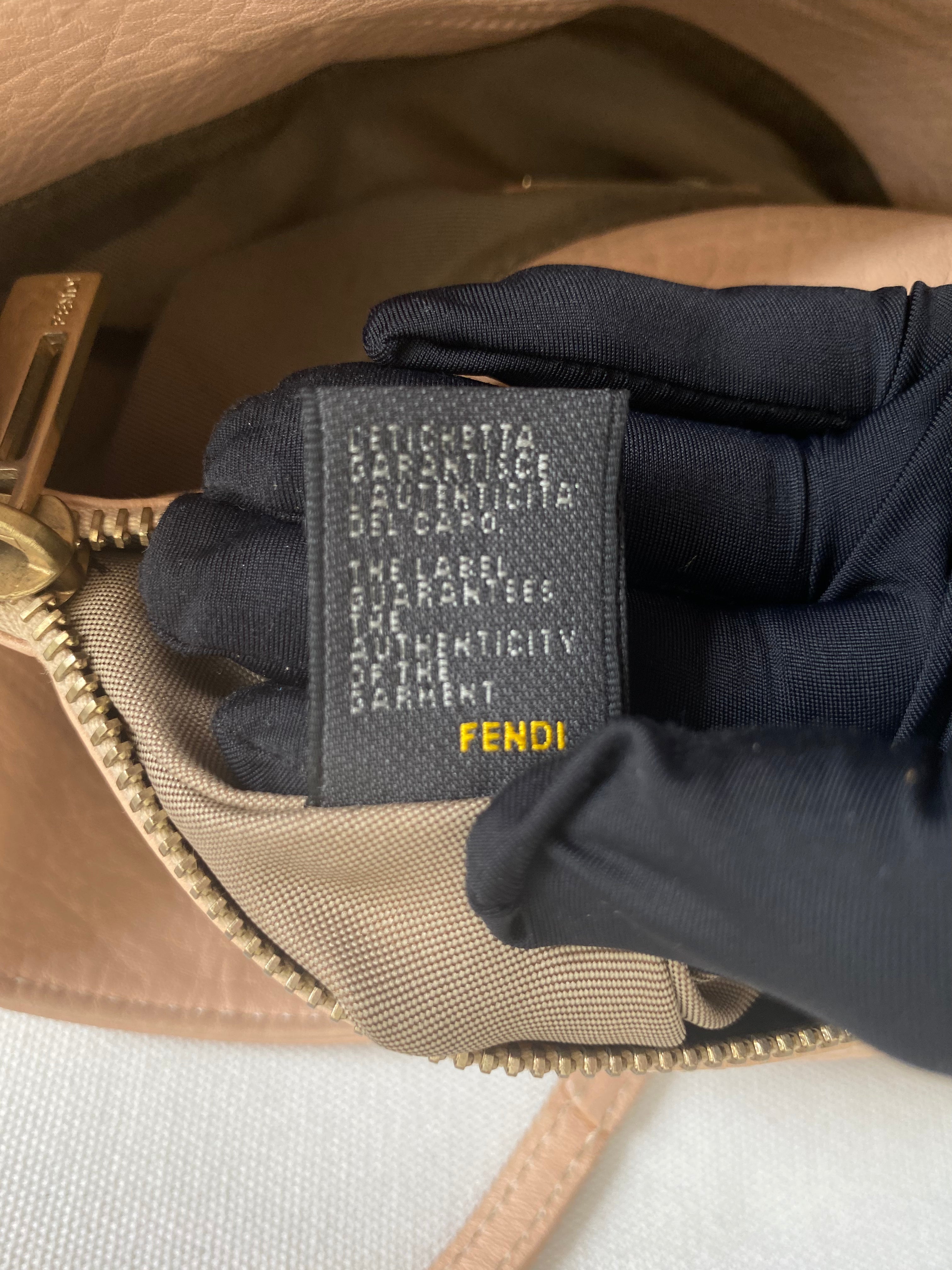 Fendi Beige Leather Logo Tote