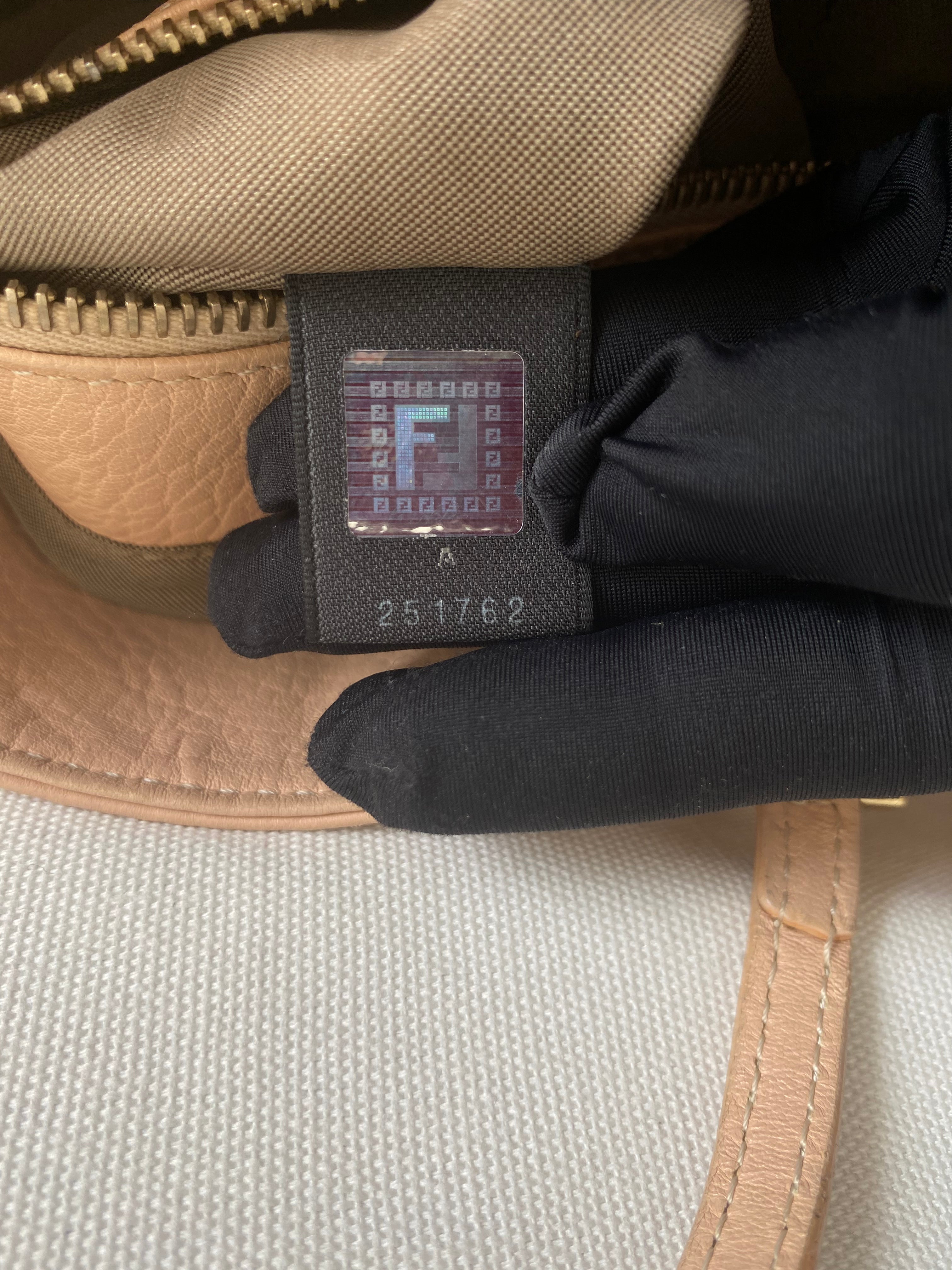 Fendi Beige Leather Logo Tote