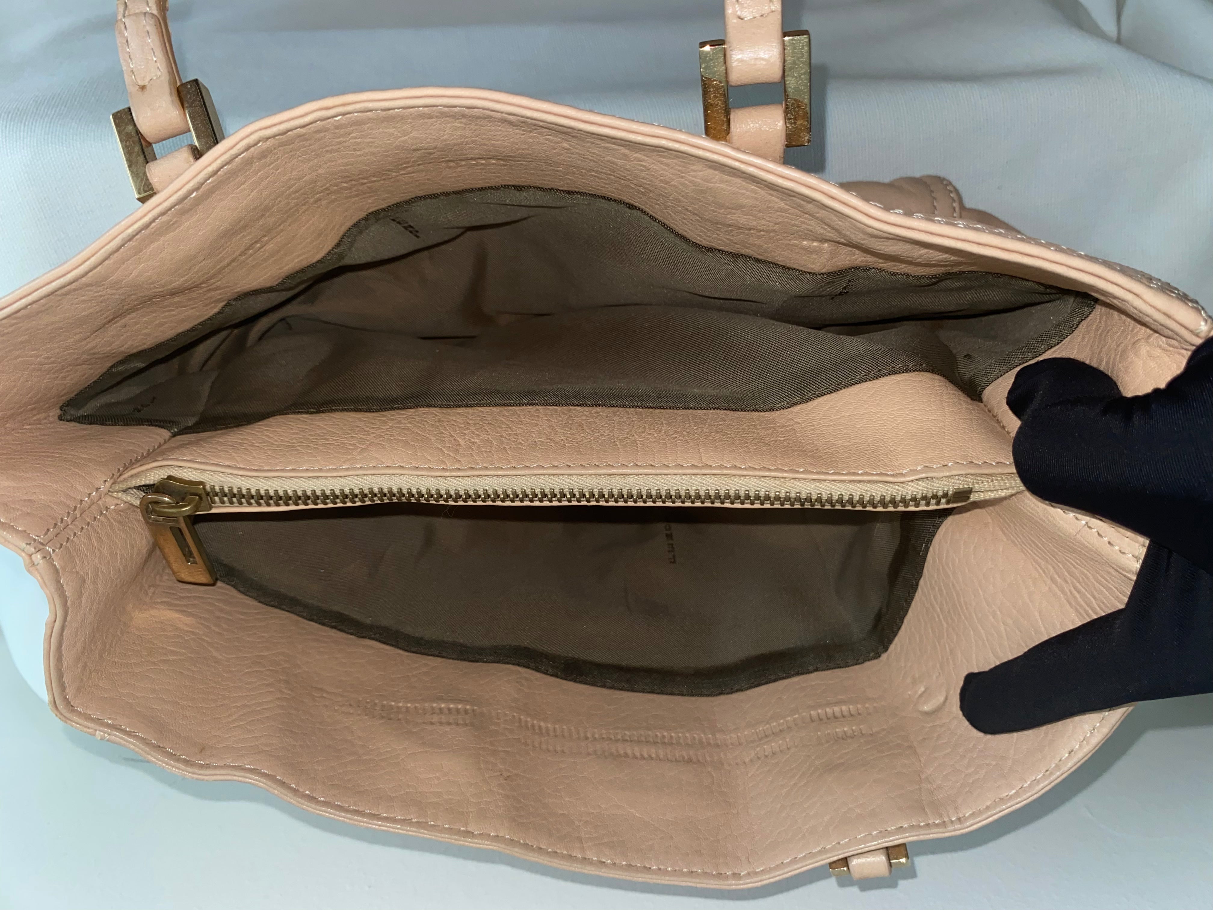 Fendi Beige Leather Logo Tote