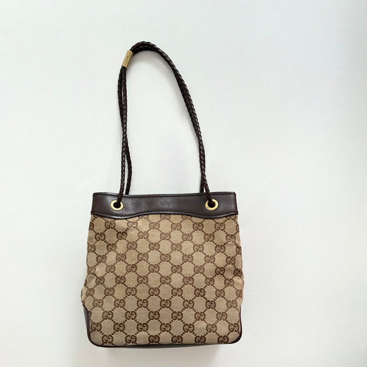 Gucci GG Brown Monogram Bucket Bag