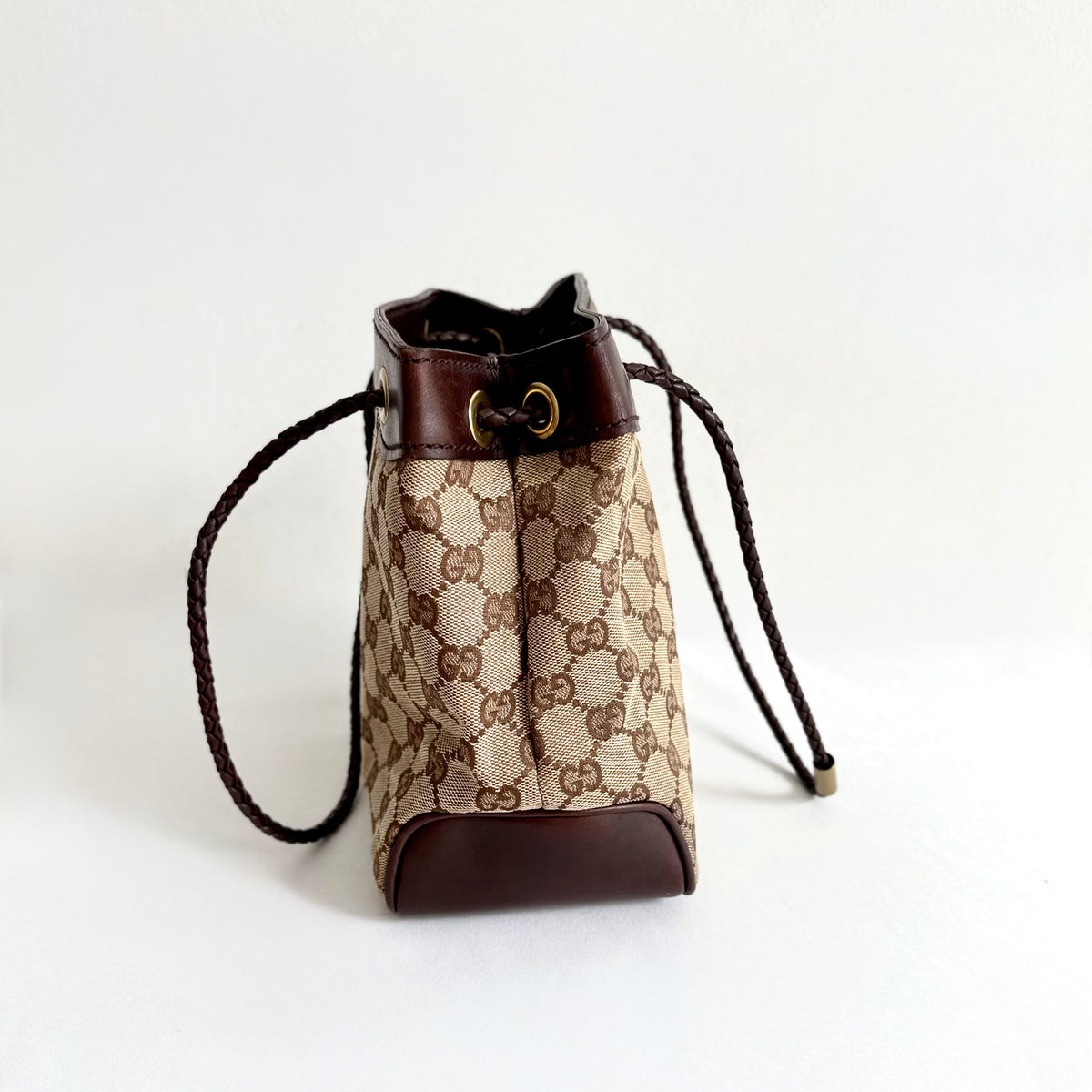 Gucci GG Brown Monogram Bucket Bag