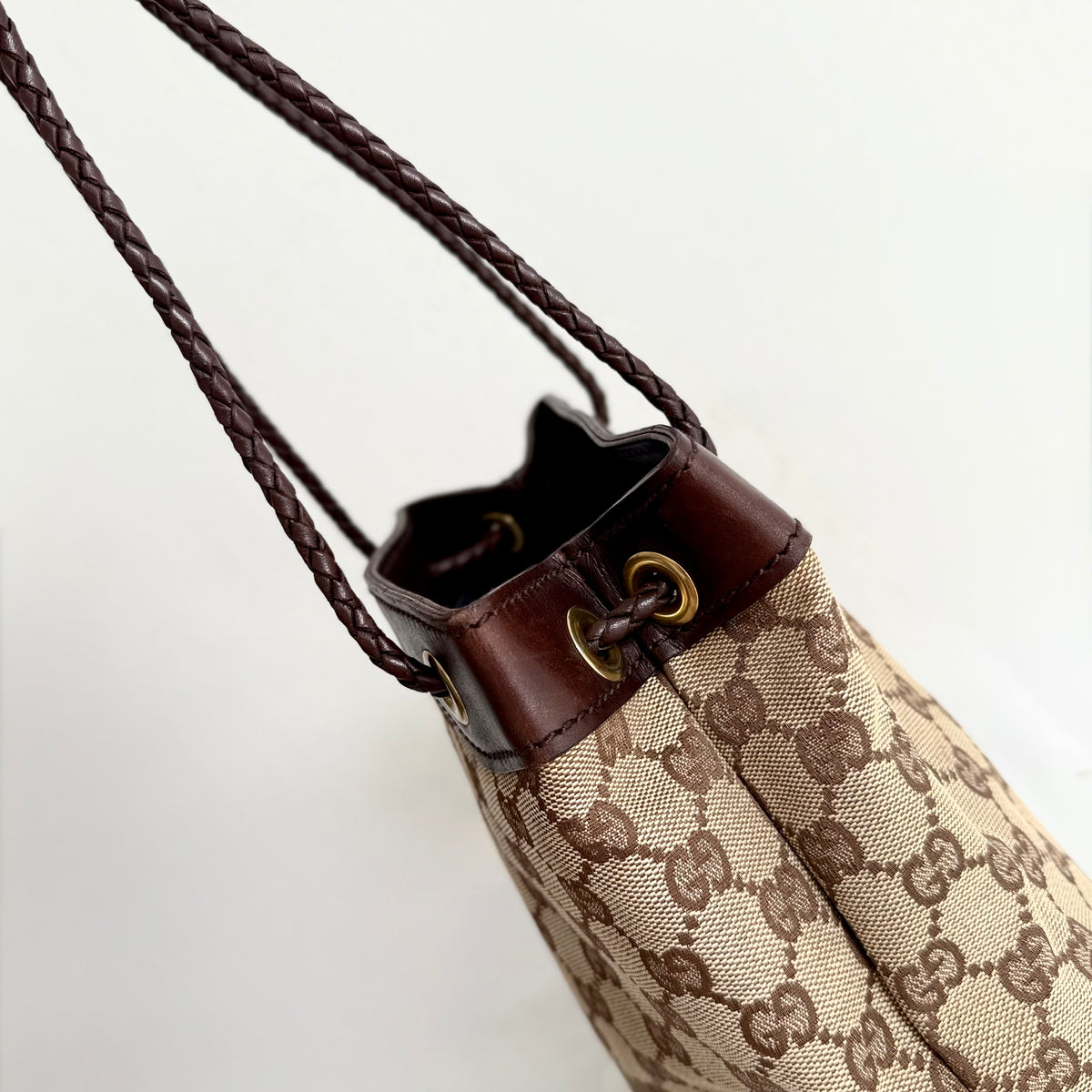 Gucci GG Brown Monogram Bucket Bag