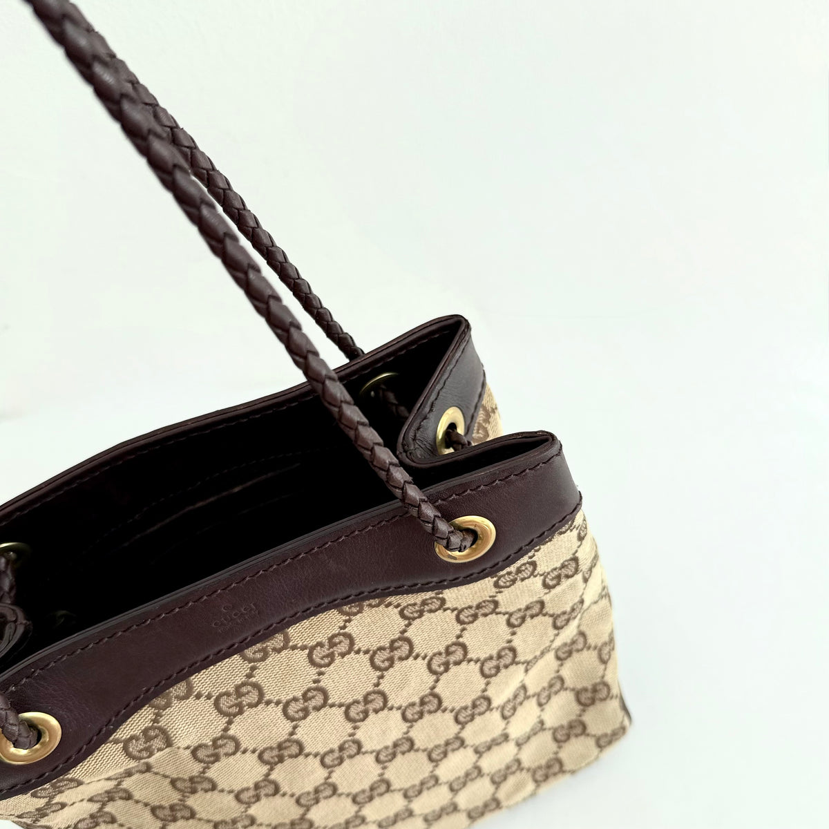Gucci GG Brown Monogram Bucket Bag