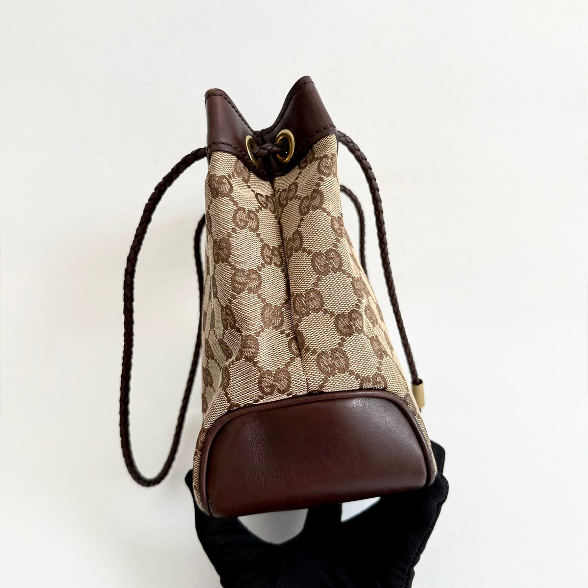 Gucci GG Brown Monogram Bucket Bag