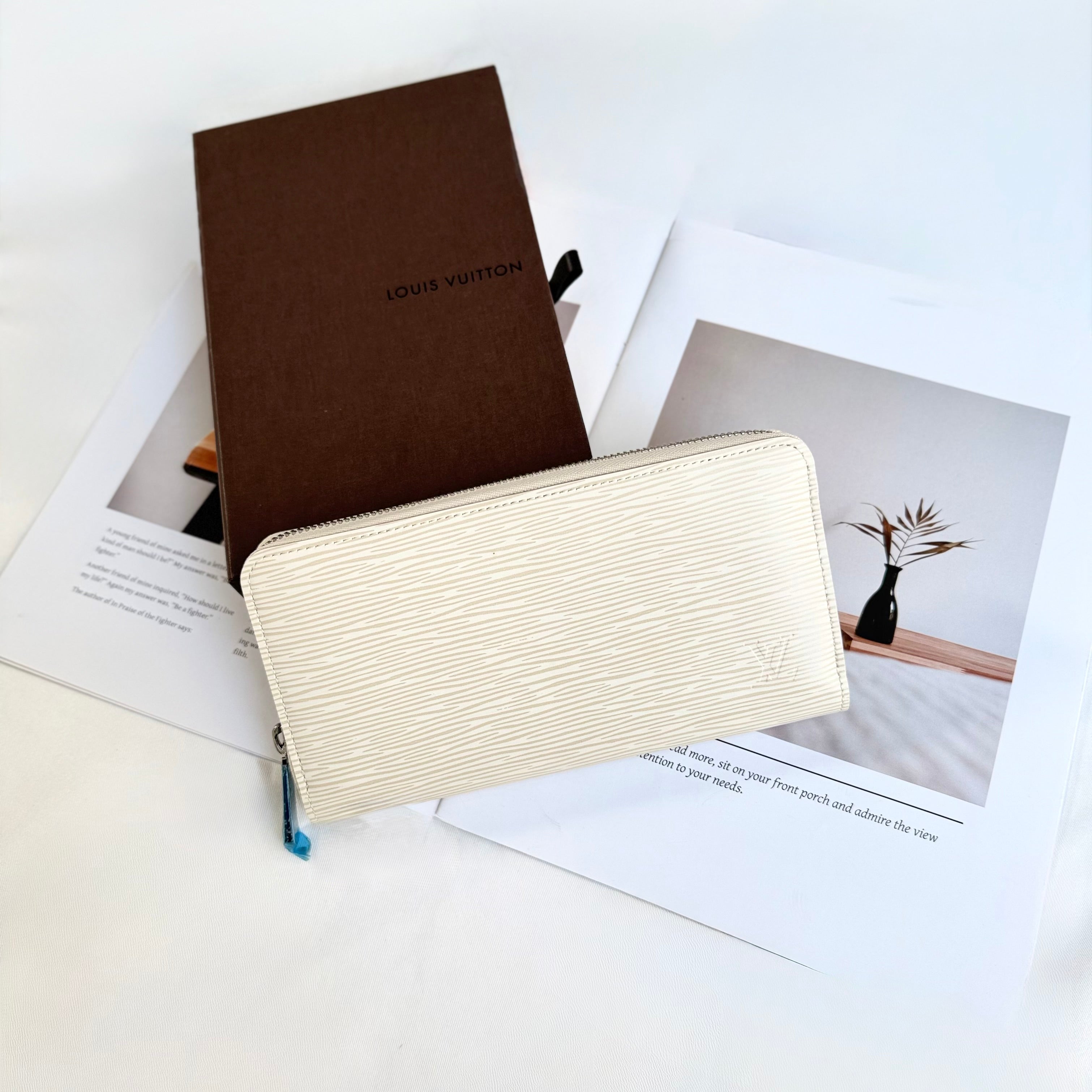 Louis Vuitton White Epi Zippy Wallet Leather