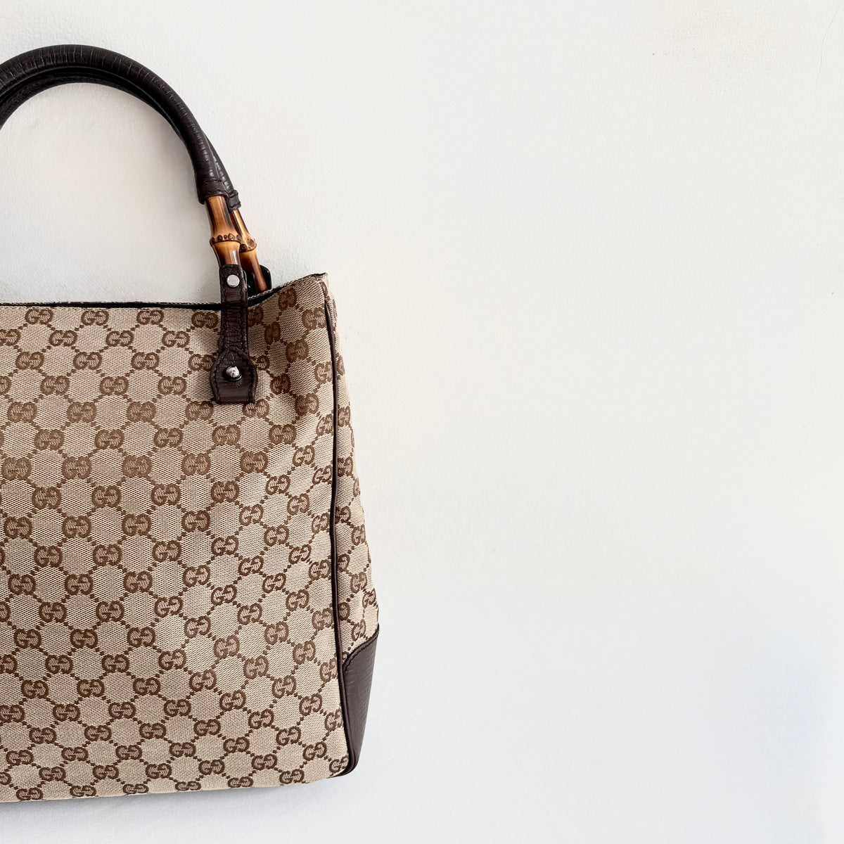 Gucci GG Canvas Bamboo Tote Bag