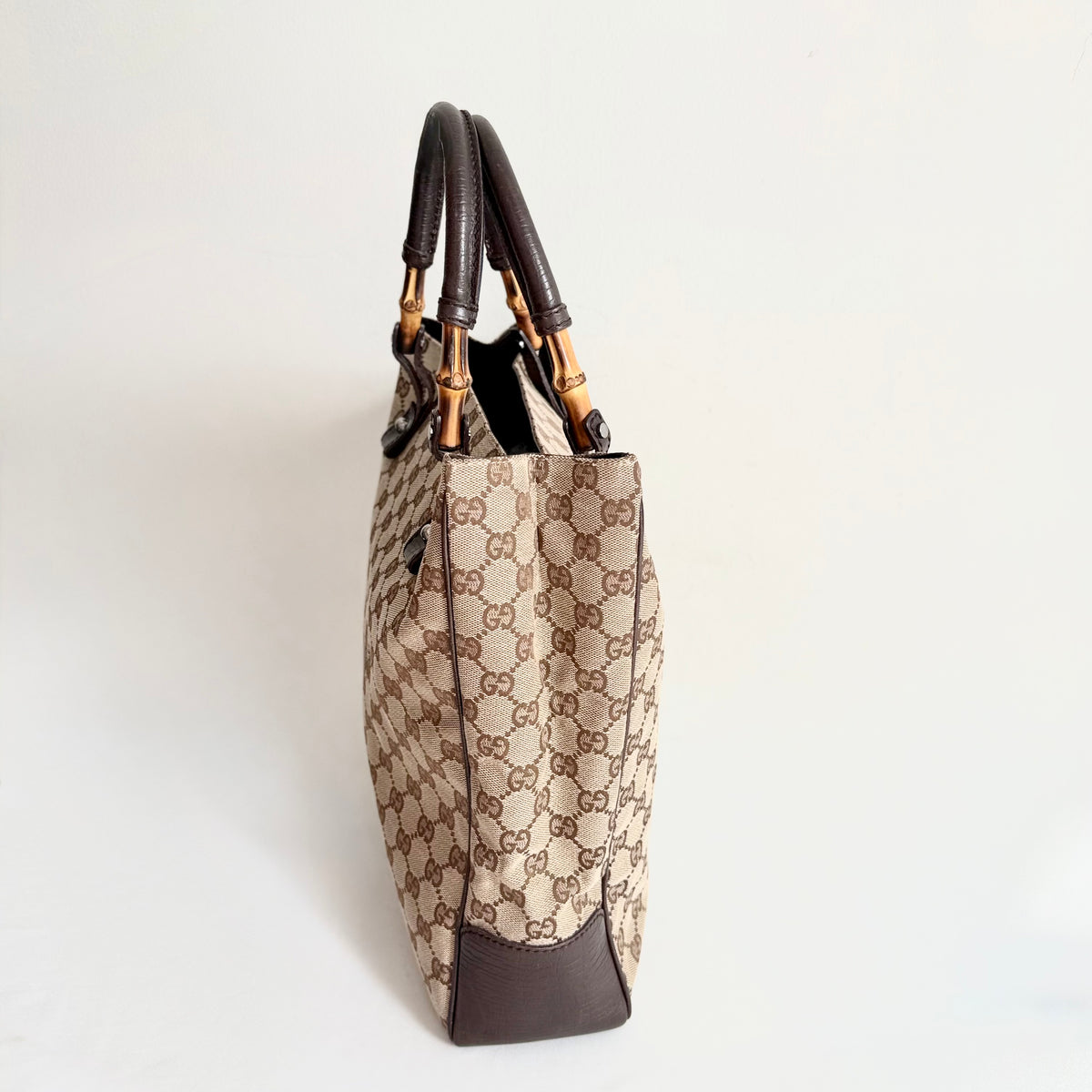Gucci GG Canvas Bamboo Tote Bag