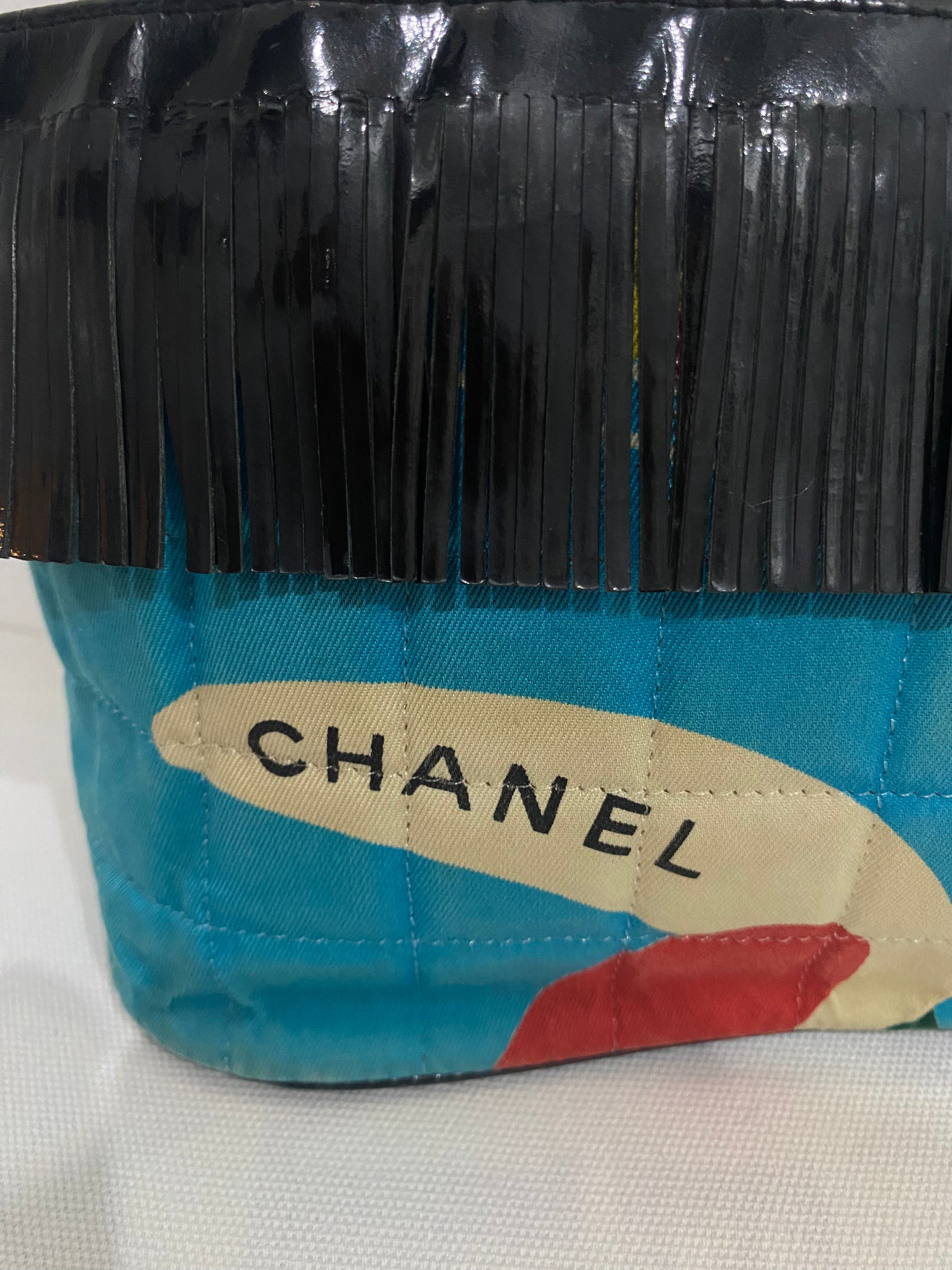 Chanel Vintage Fringe CC Tote Quilted Printed Canvas