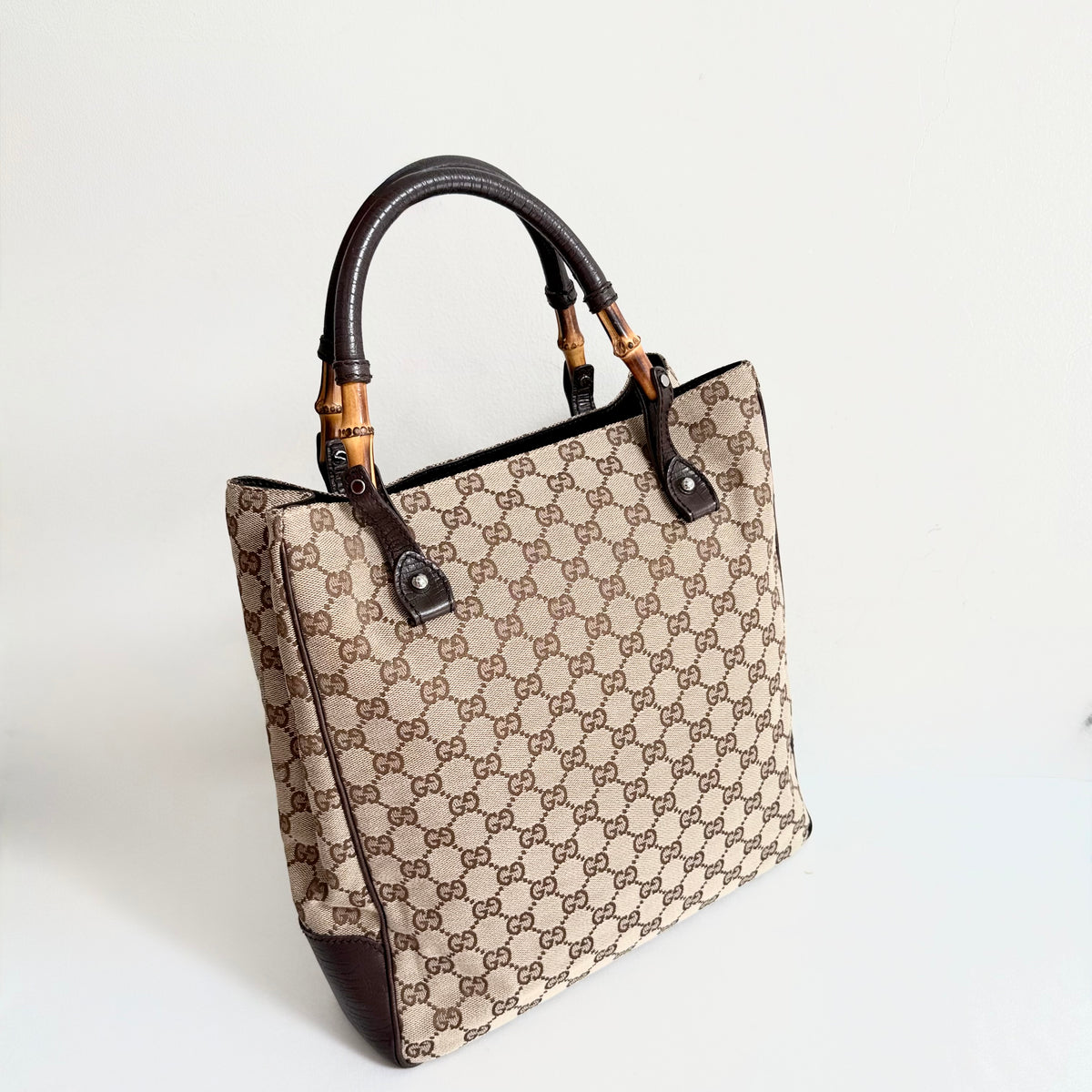 Gucci GG Canvas Bamboo Tote Bag