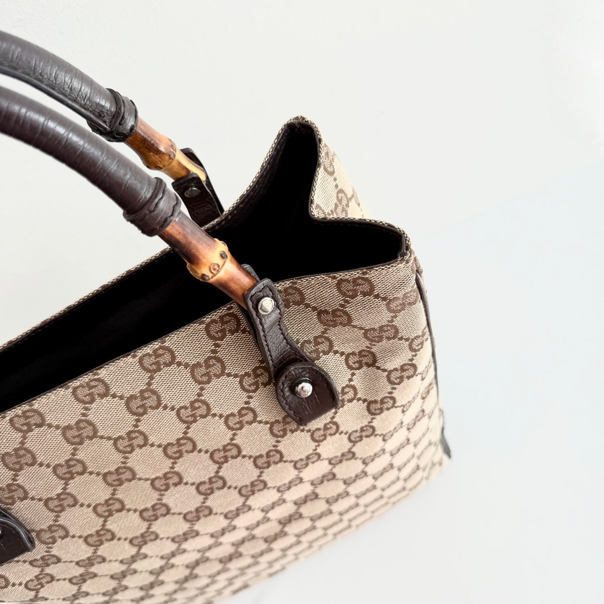 Gucci GG Canvas Bamboo Tote Bag