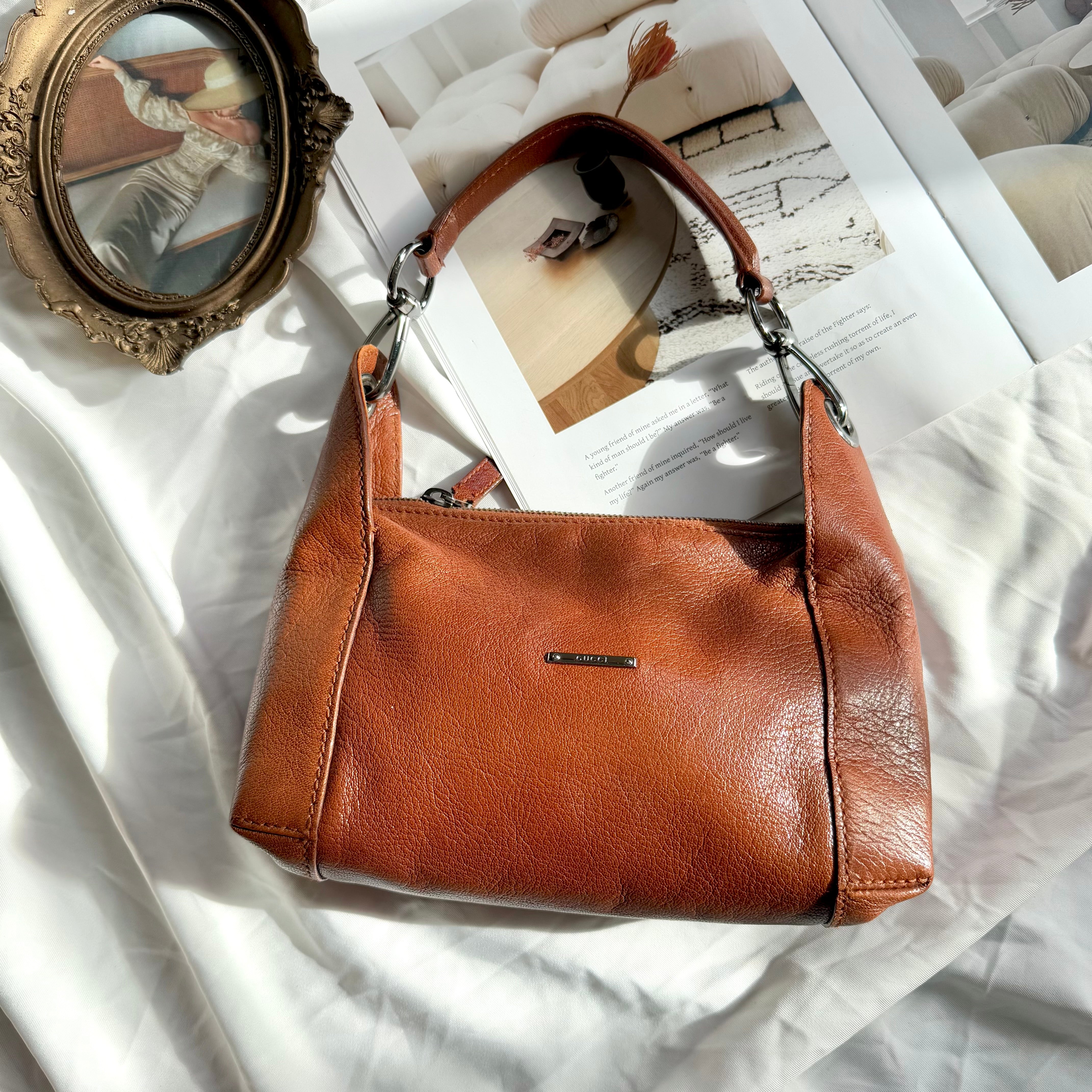 Gucci Vintage Brown Leather Shoulder Bag