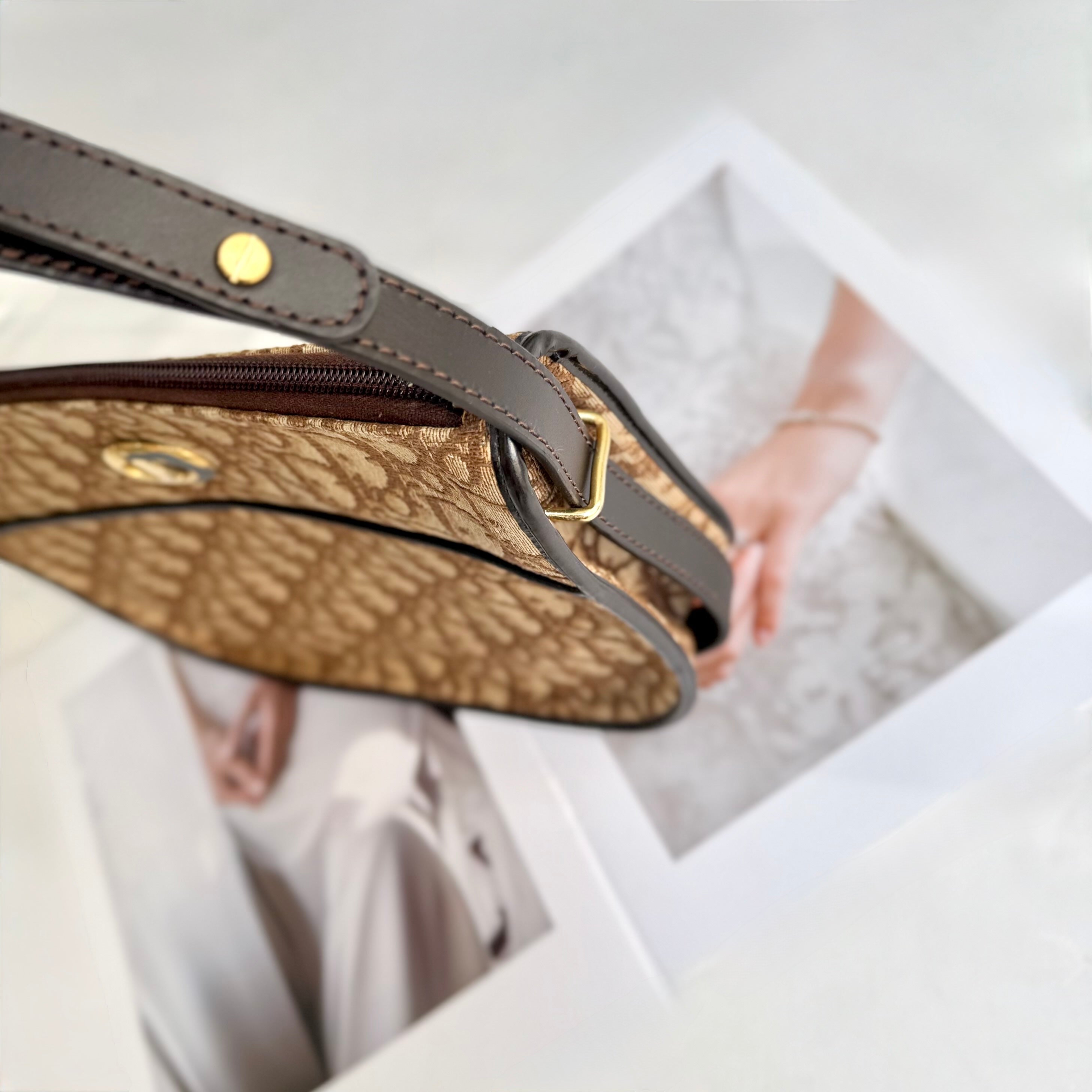 Christian Dior Trotter Brown Canvas Shoulder Bag