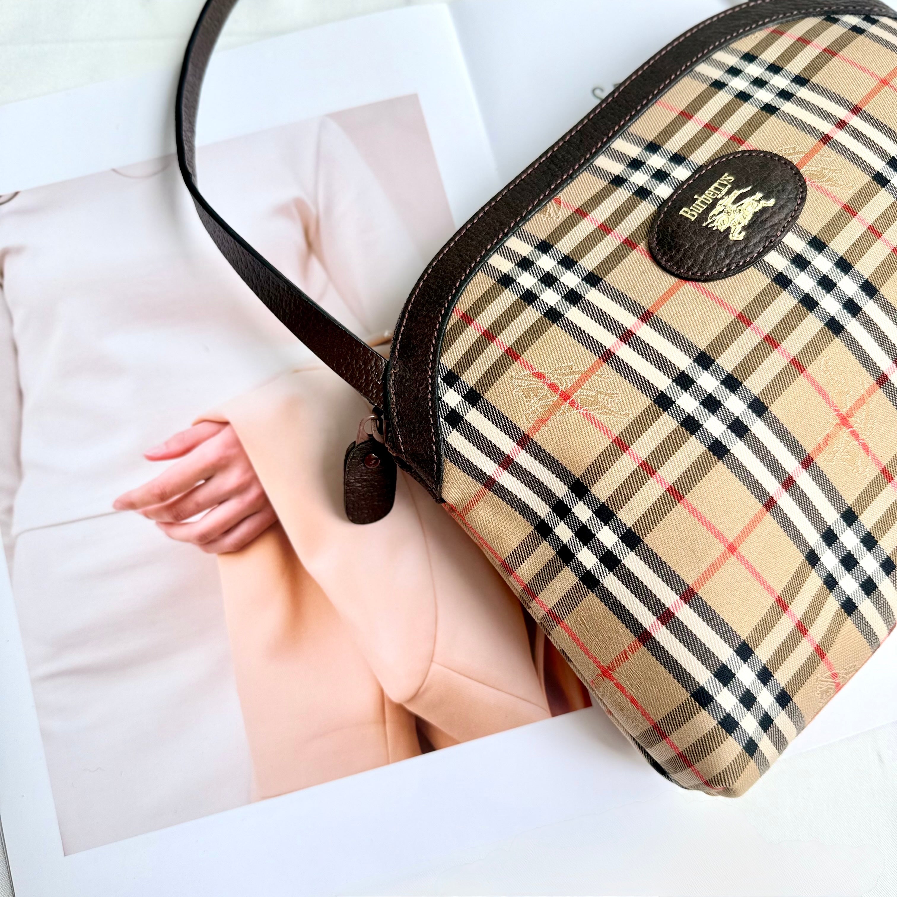 Burberry Brown Haymarket Check Clutch Beige