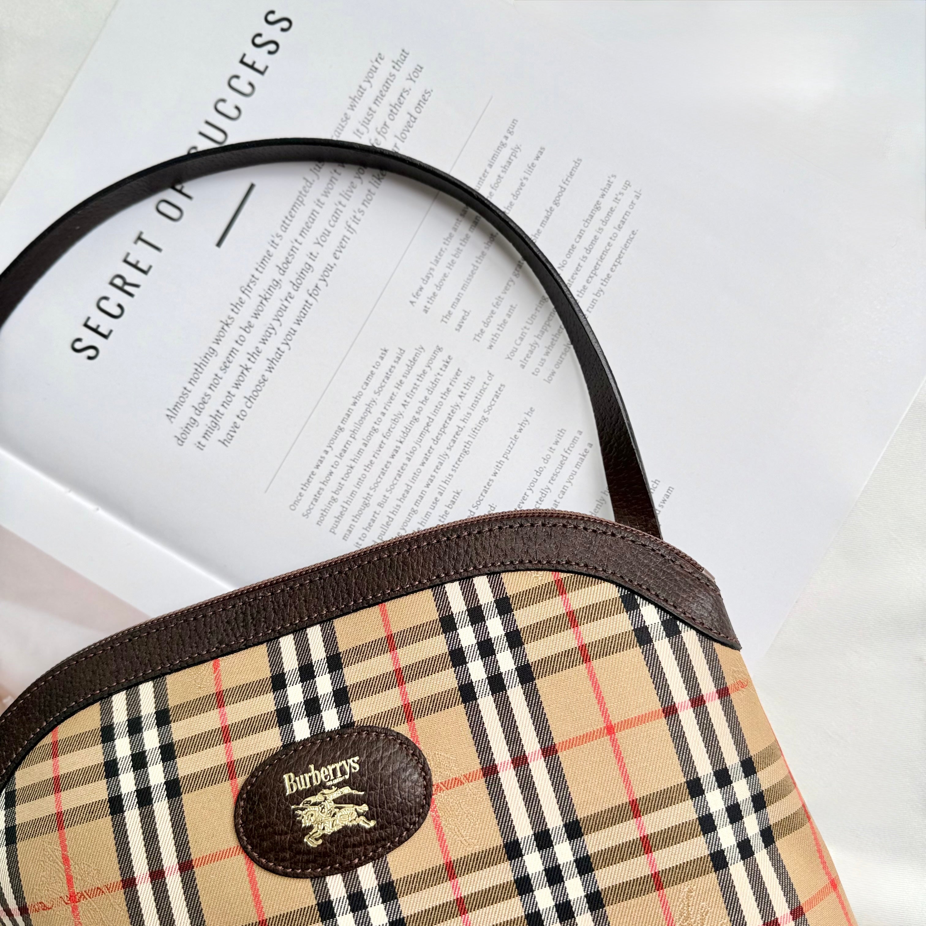 Burberry Brown Haymarket Check Clutch Beige