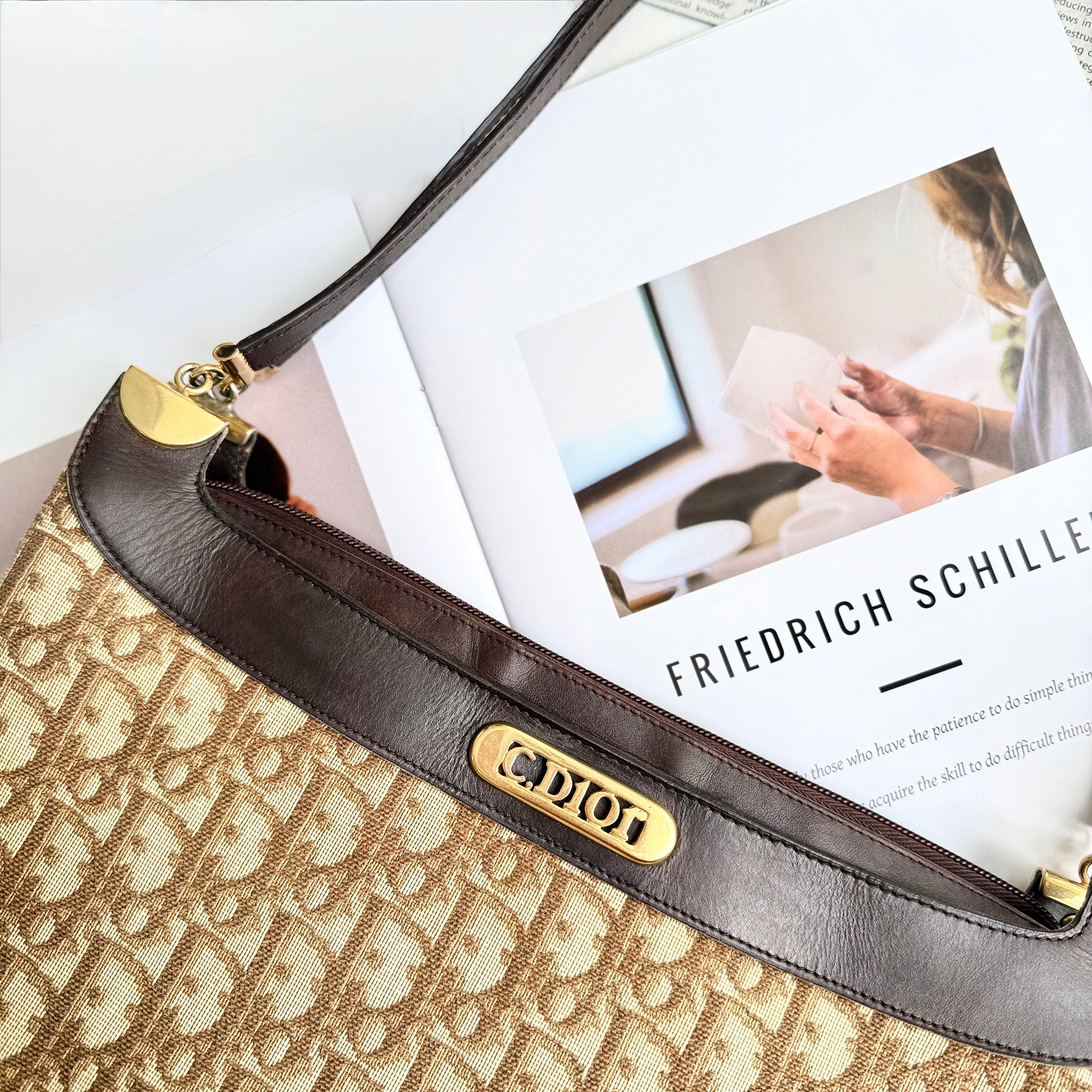 Christian Dior Trotter Brown Canvas Shoulder Bag