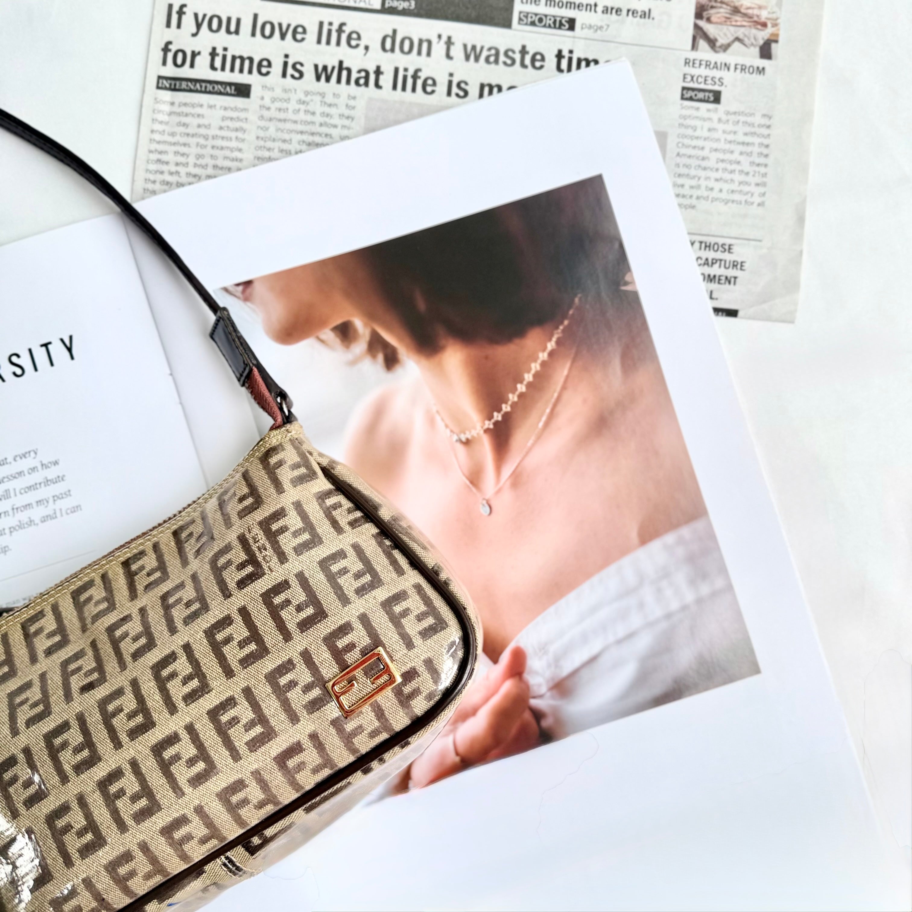 Fendi Brown Patent Zucchino Pochette