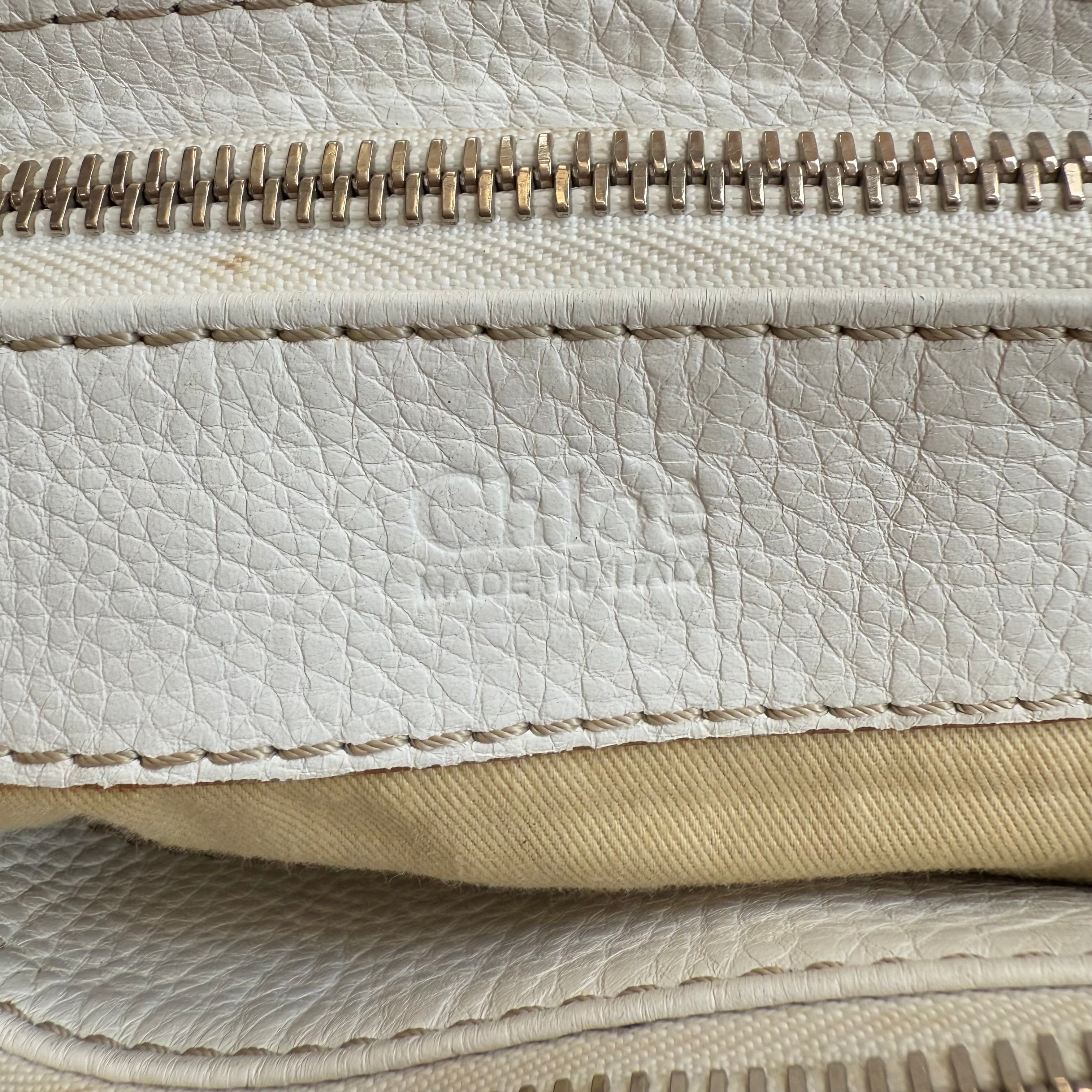 Chloe Leather Large Paddington Shoulder Bag White