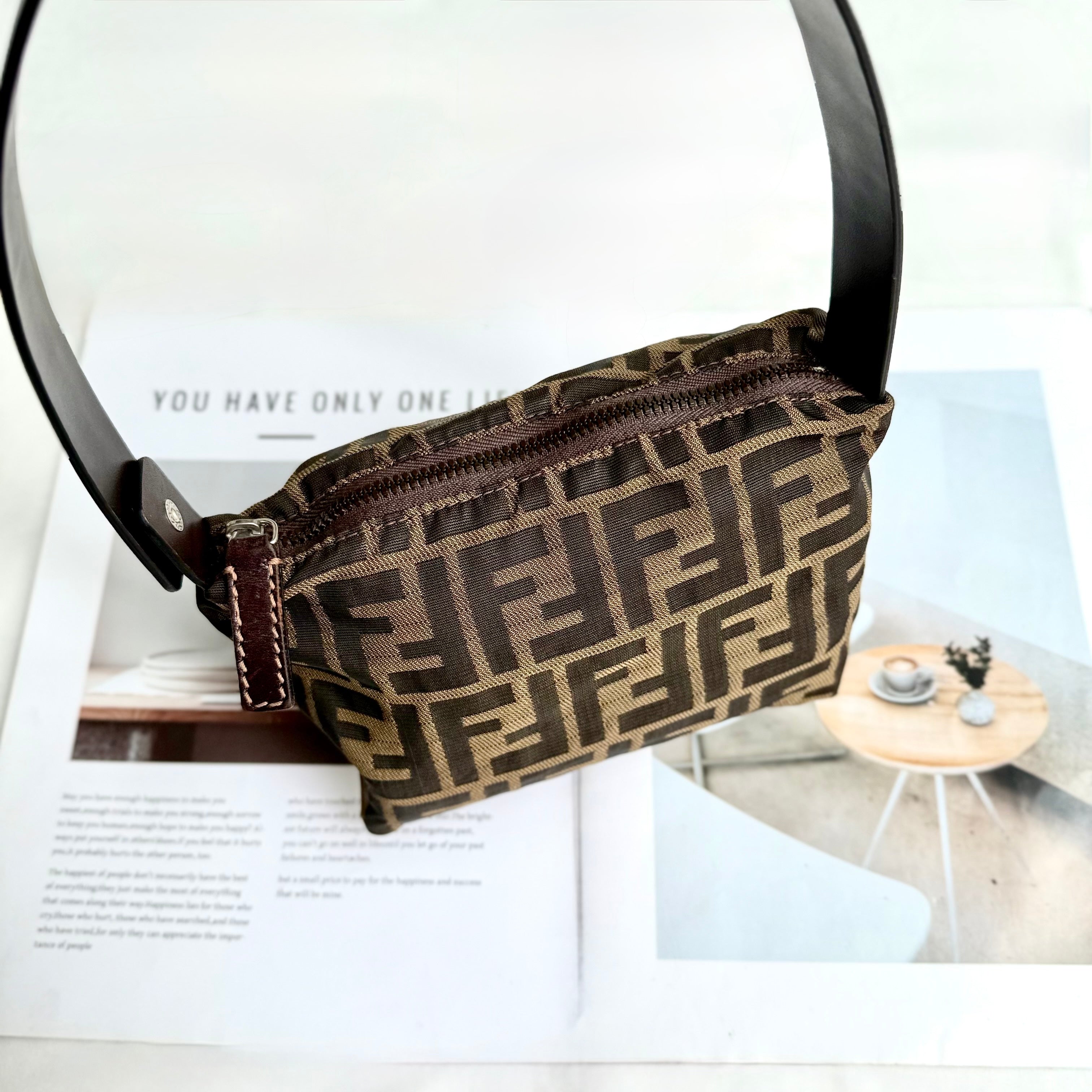 Fendi Brown Zucca Pochette Bag