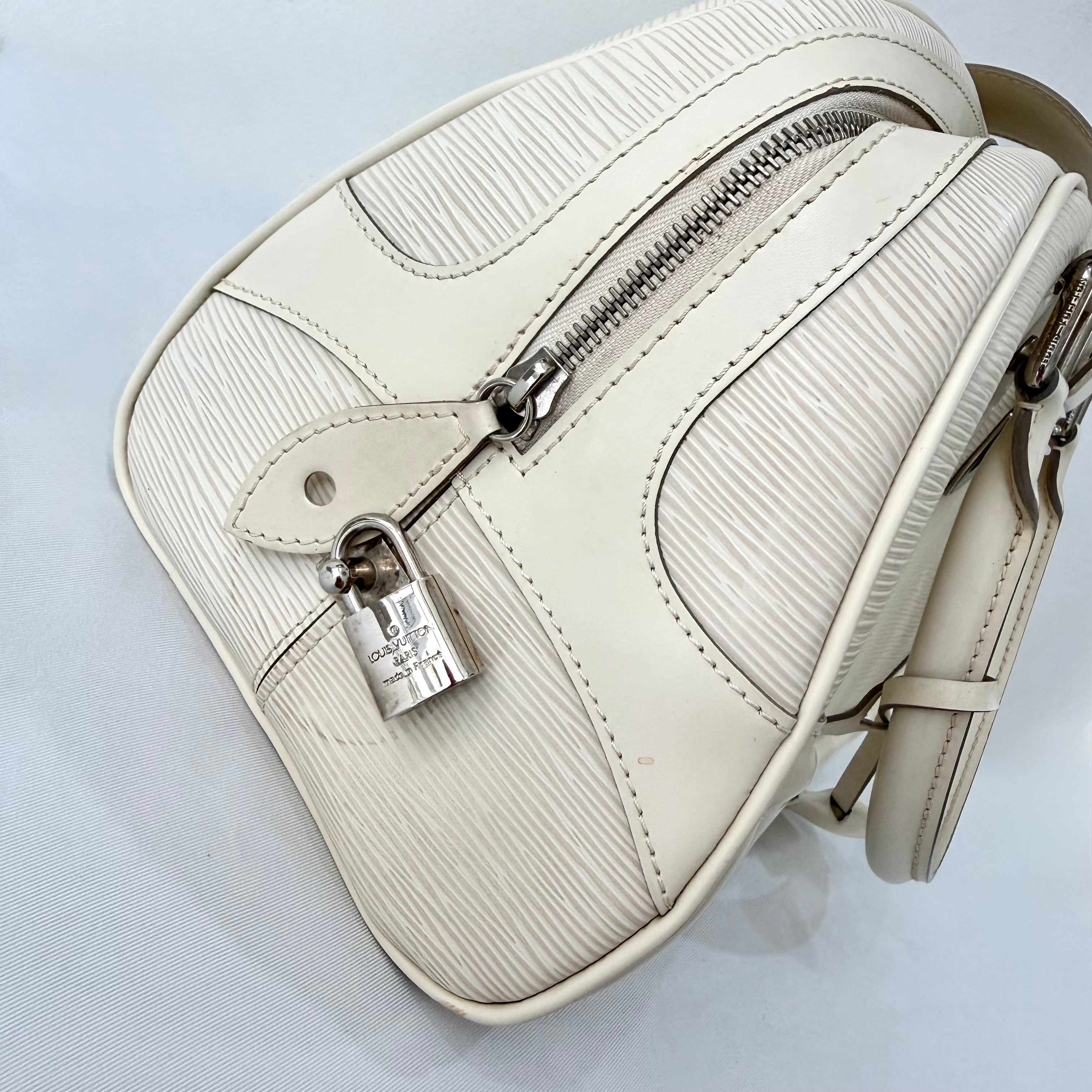 Louis Vuitton White Montaigne Bowling GM Epi