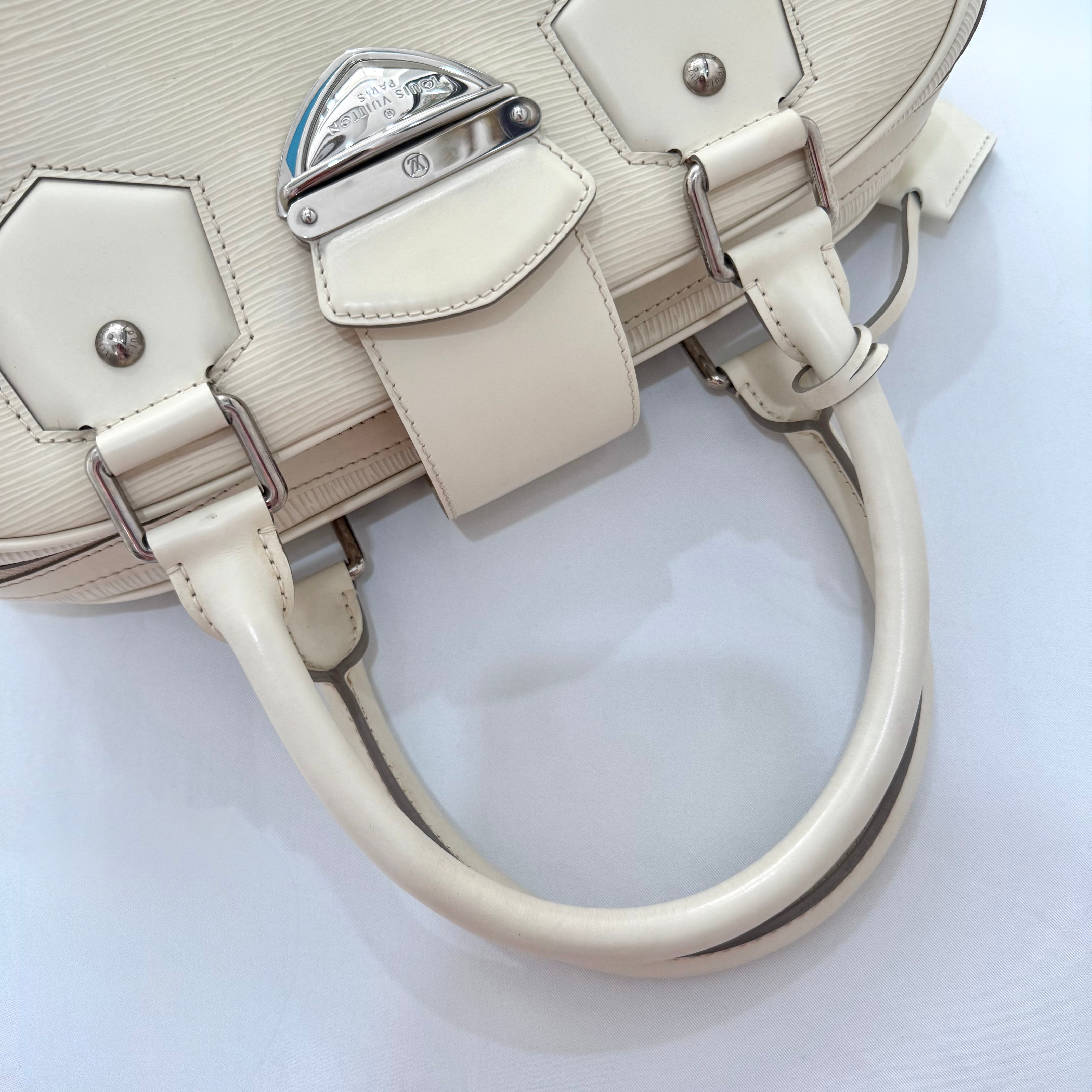 Louis Vuitton White Montaigne Bowling GM Epi