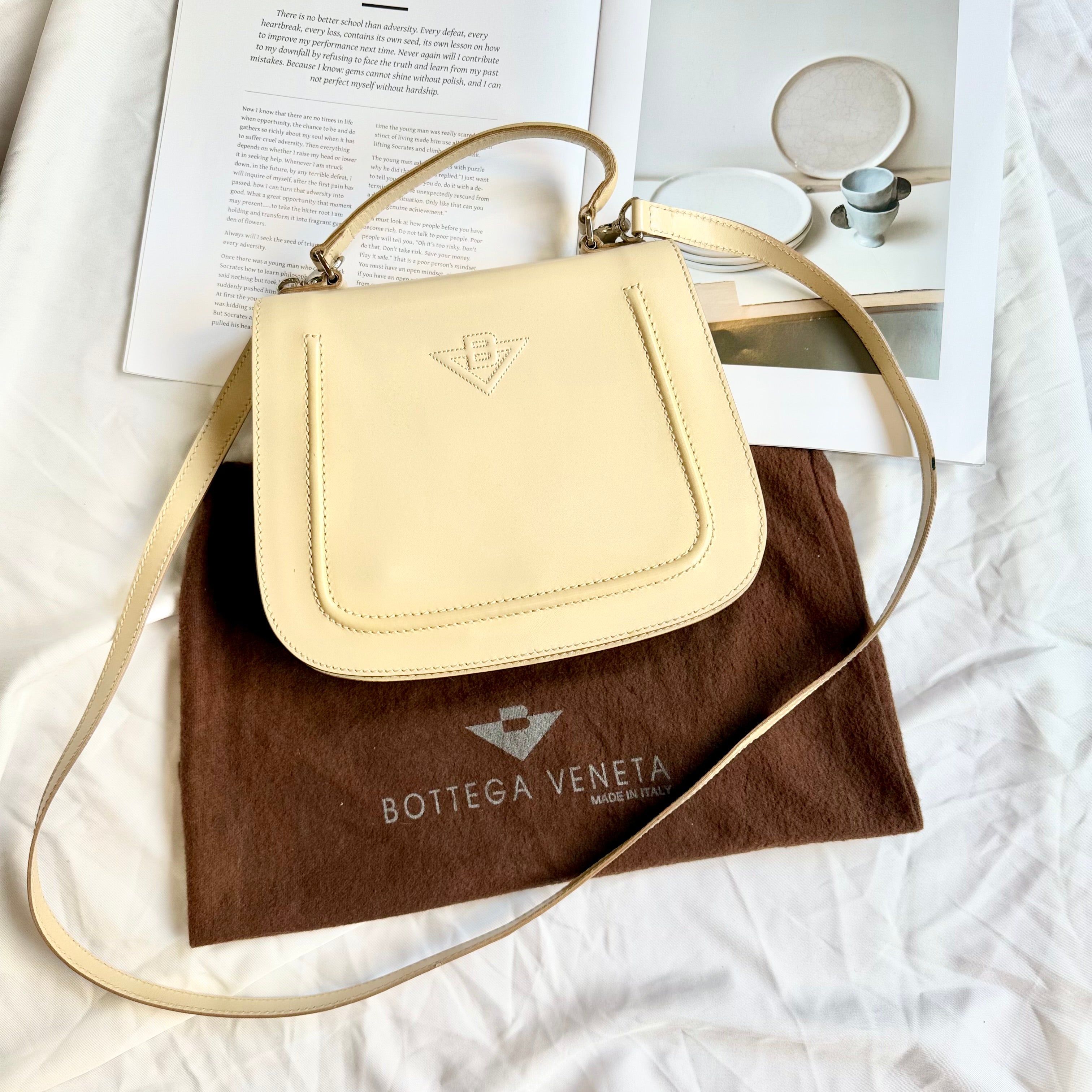 (Reserved) BOTTEGA VENETA White Leather Crossbody Bag