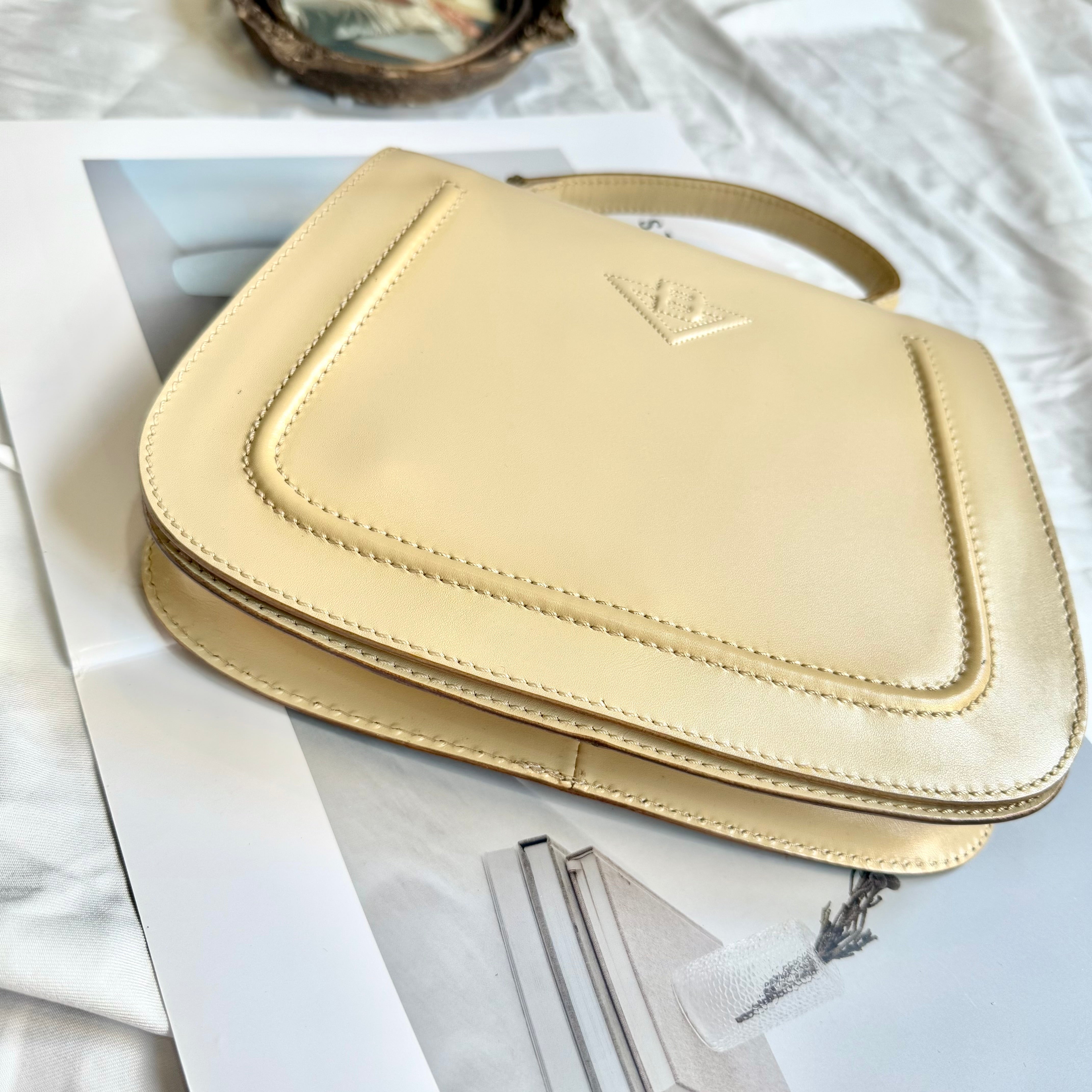 (Reserved) BOTTEGA VENETA White Leather Crossbody Bag