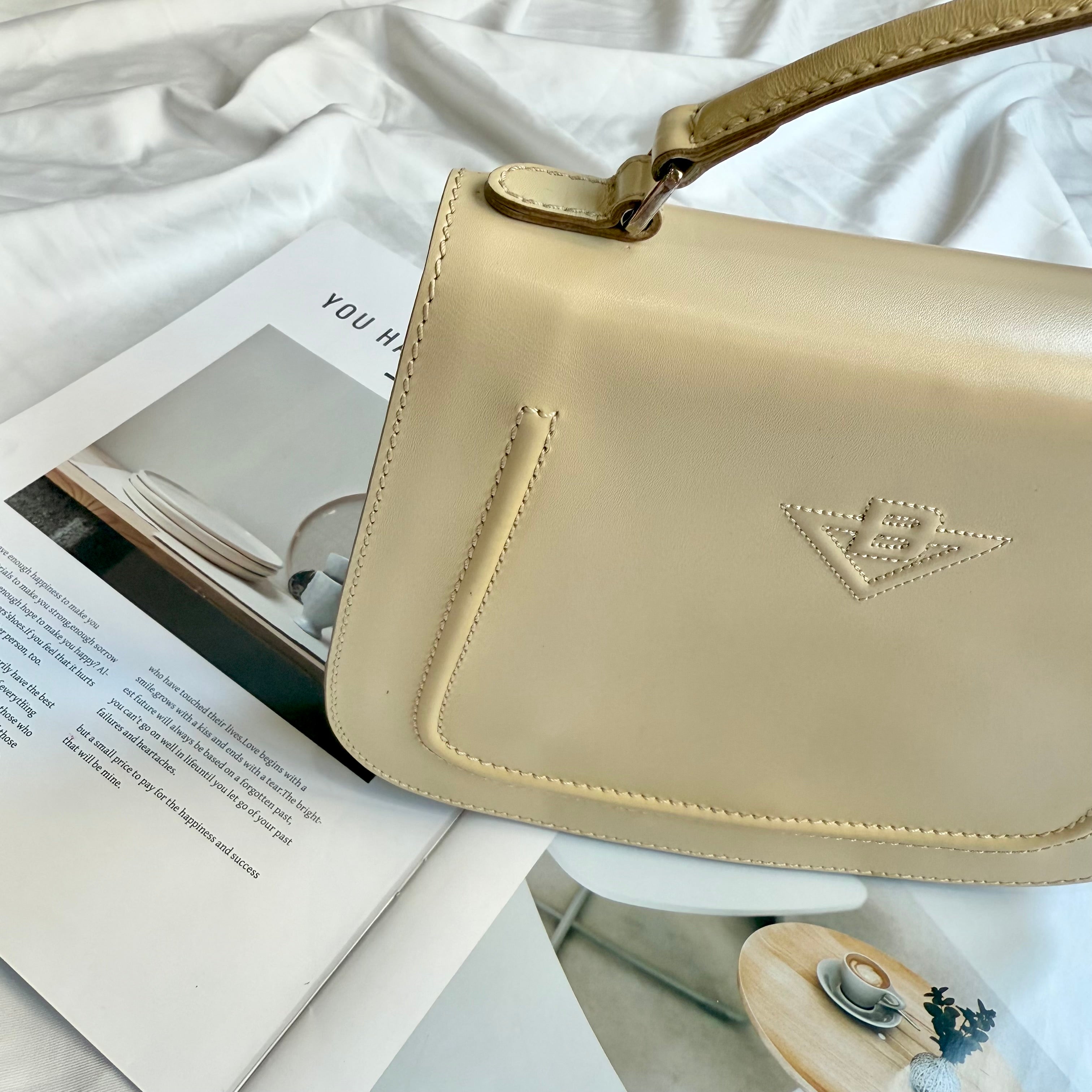 (Reserved) BOTTEGA VENETA White Leather Crossbody Bag
